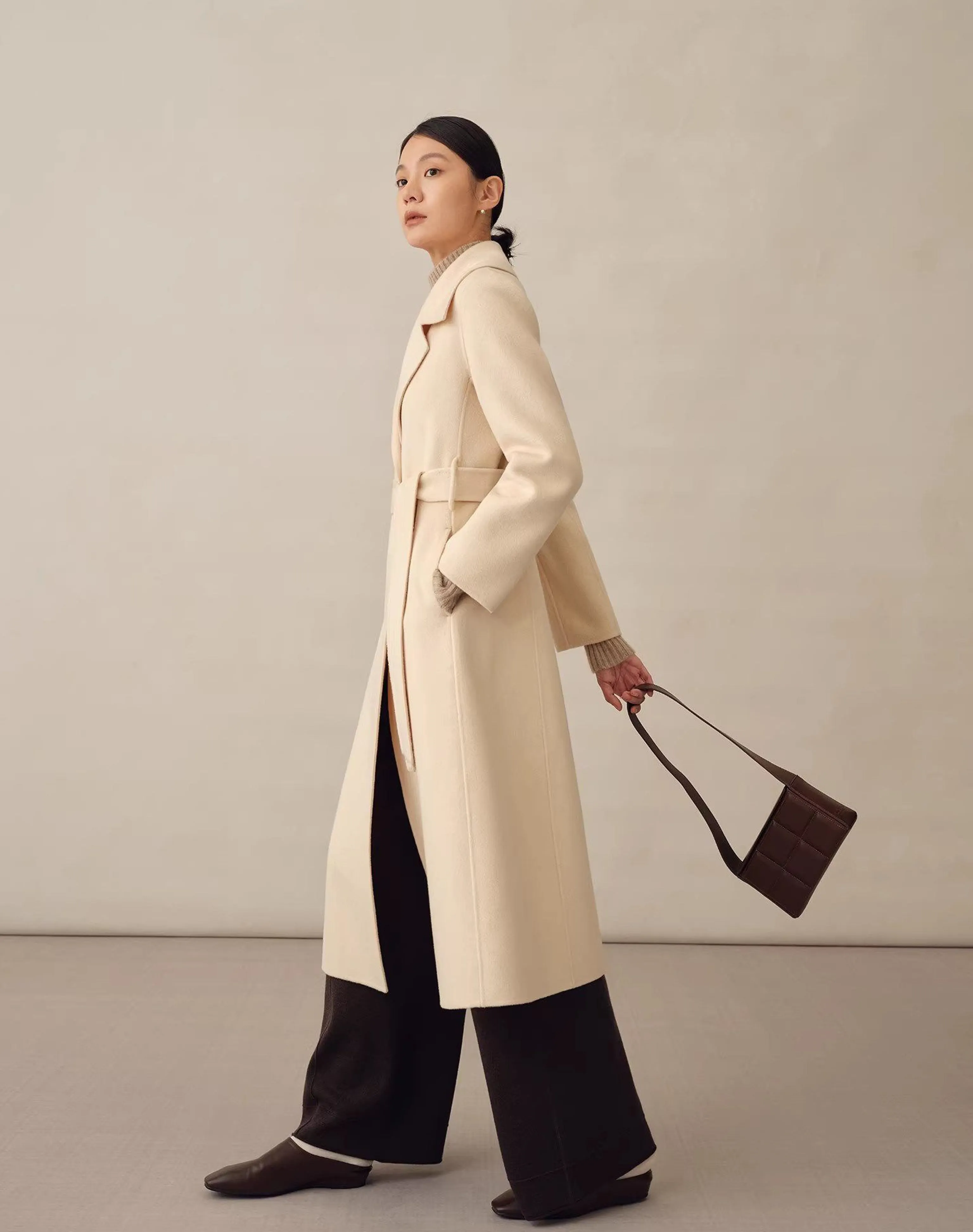 Alxa Double-Faced Cashmere-Wool Belted Coat - Image 3
