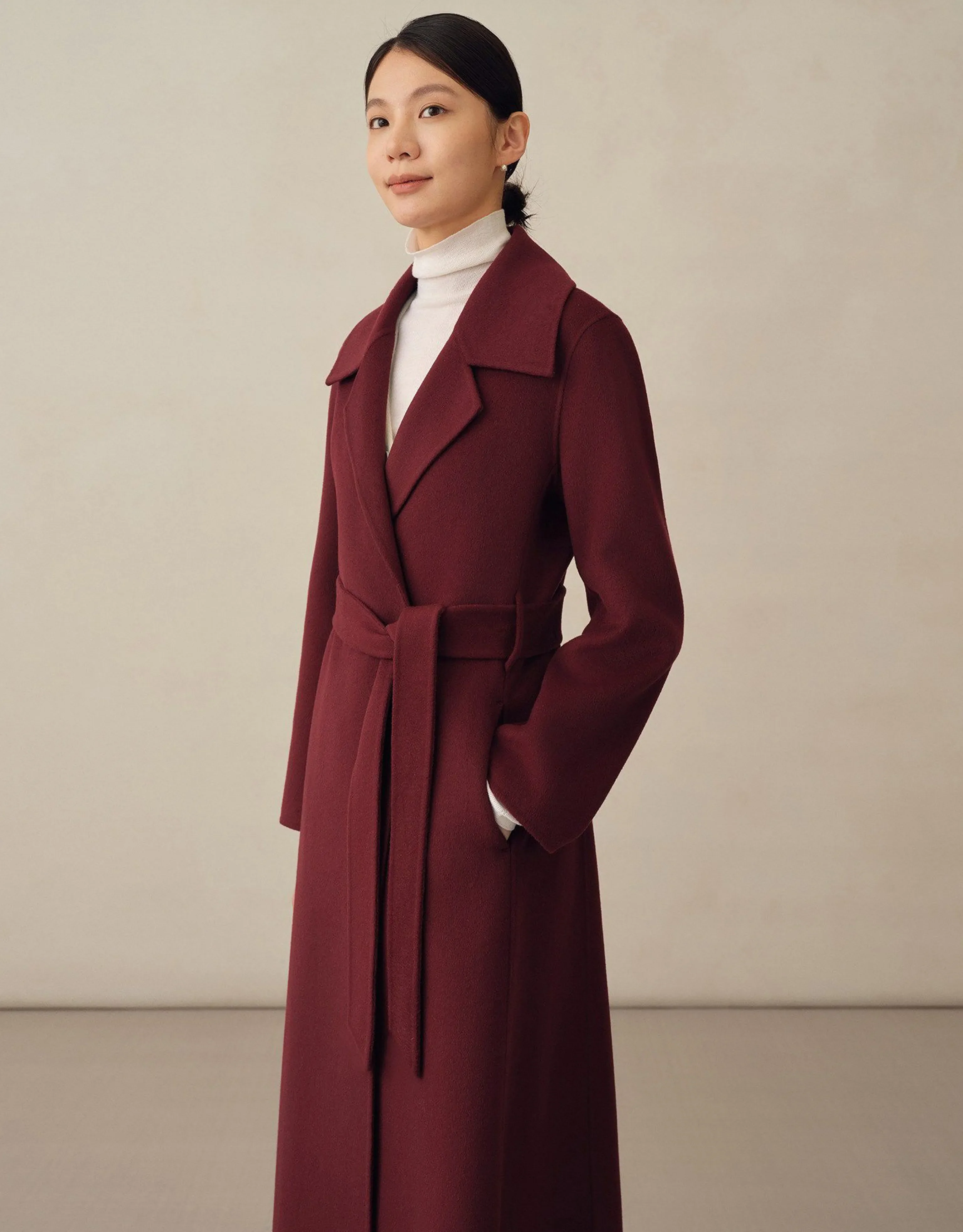 Alxa Double-Faced Cashmere-Wool Belted Coat - Image 4