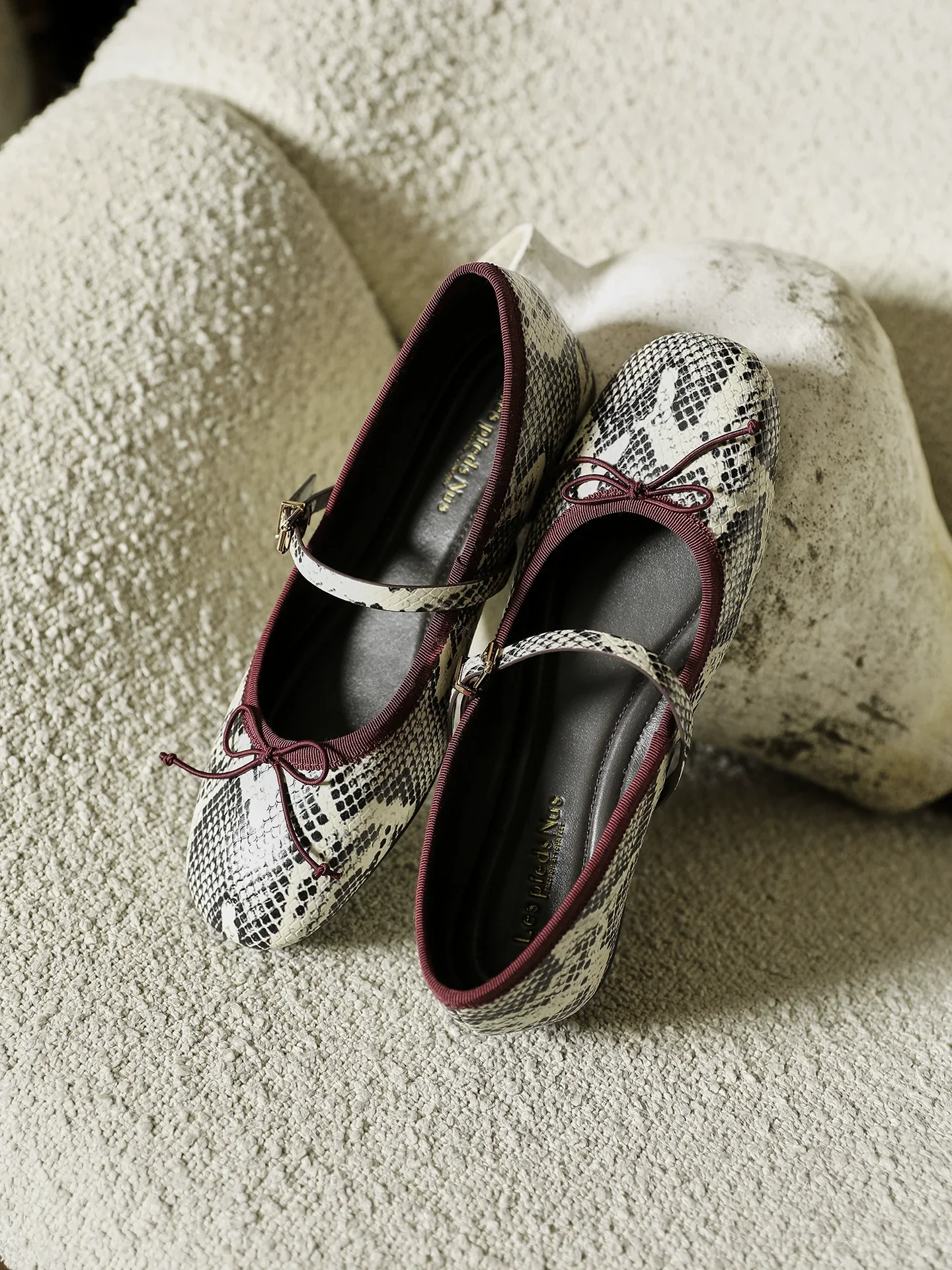 Amber Snake Mary Jane Flat (Top Grain Leather)