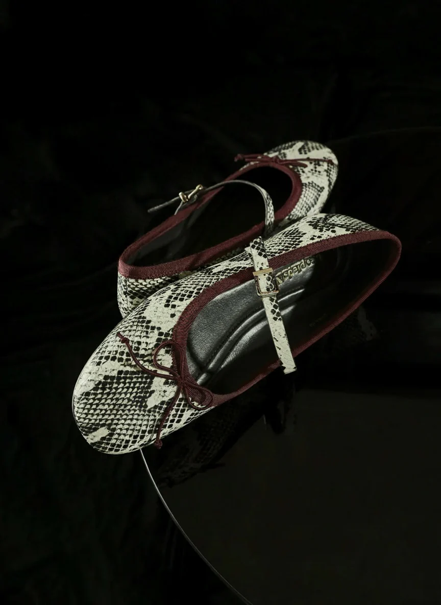 Amber Snake Mary Jane Flat (Top Grain Leather) - Image 4