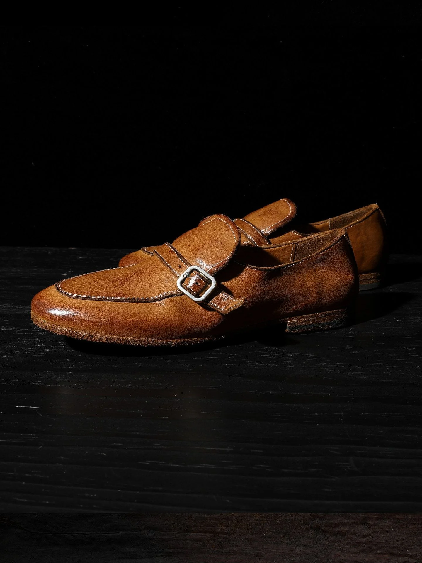 Amber Top-Grain Leather Buckle Loafer