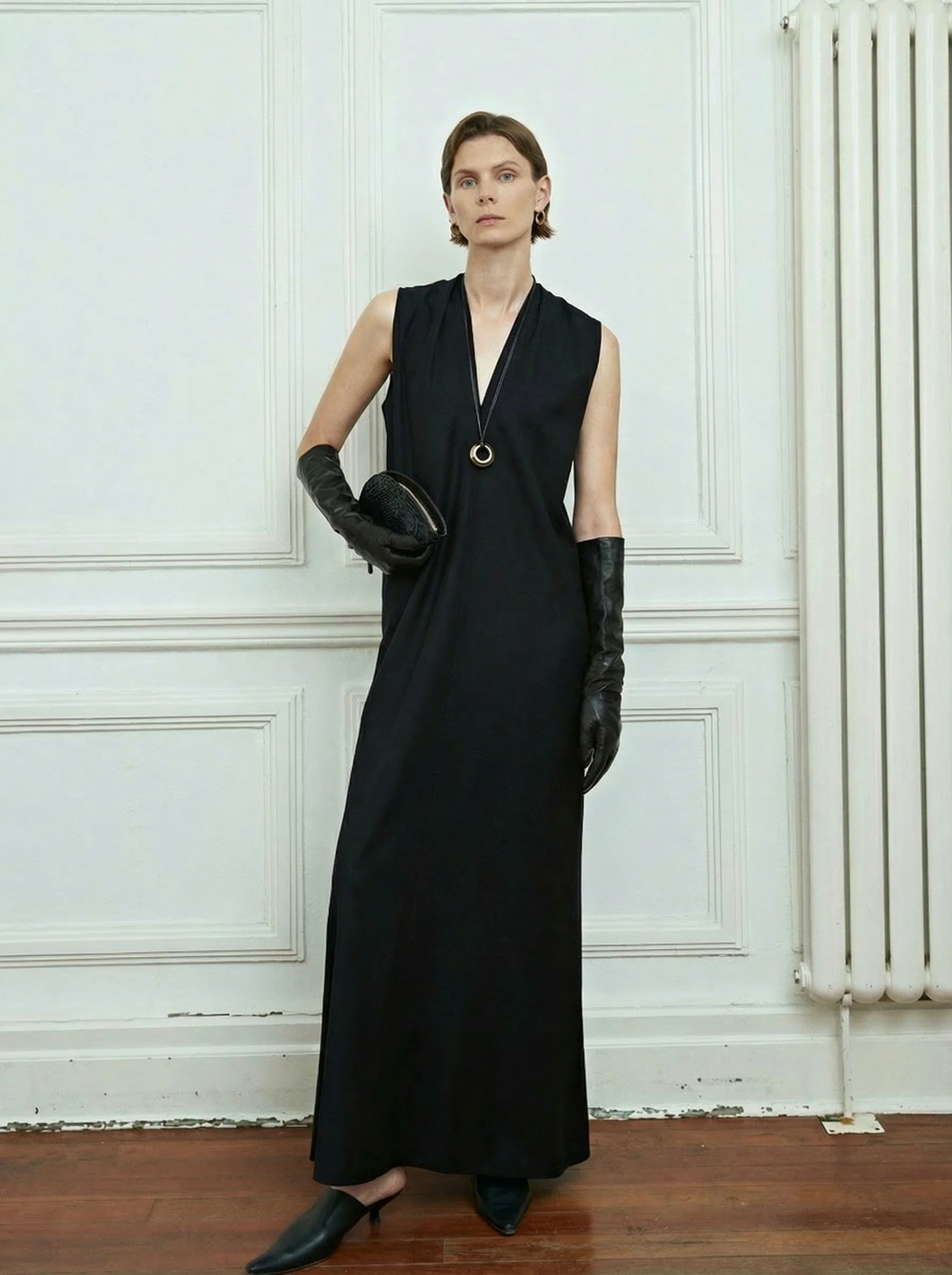 Architectural V-Neck Maxi Dress - Image 2