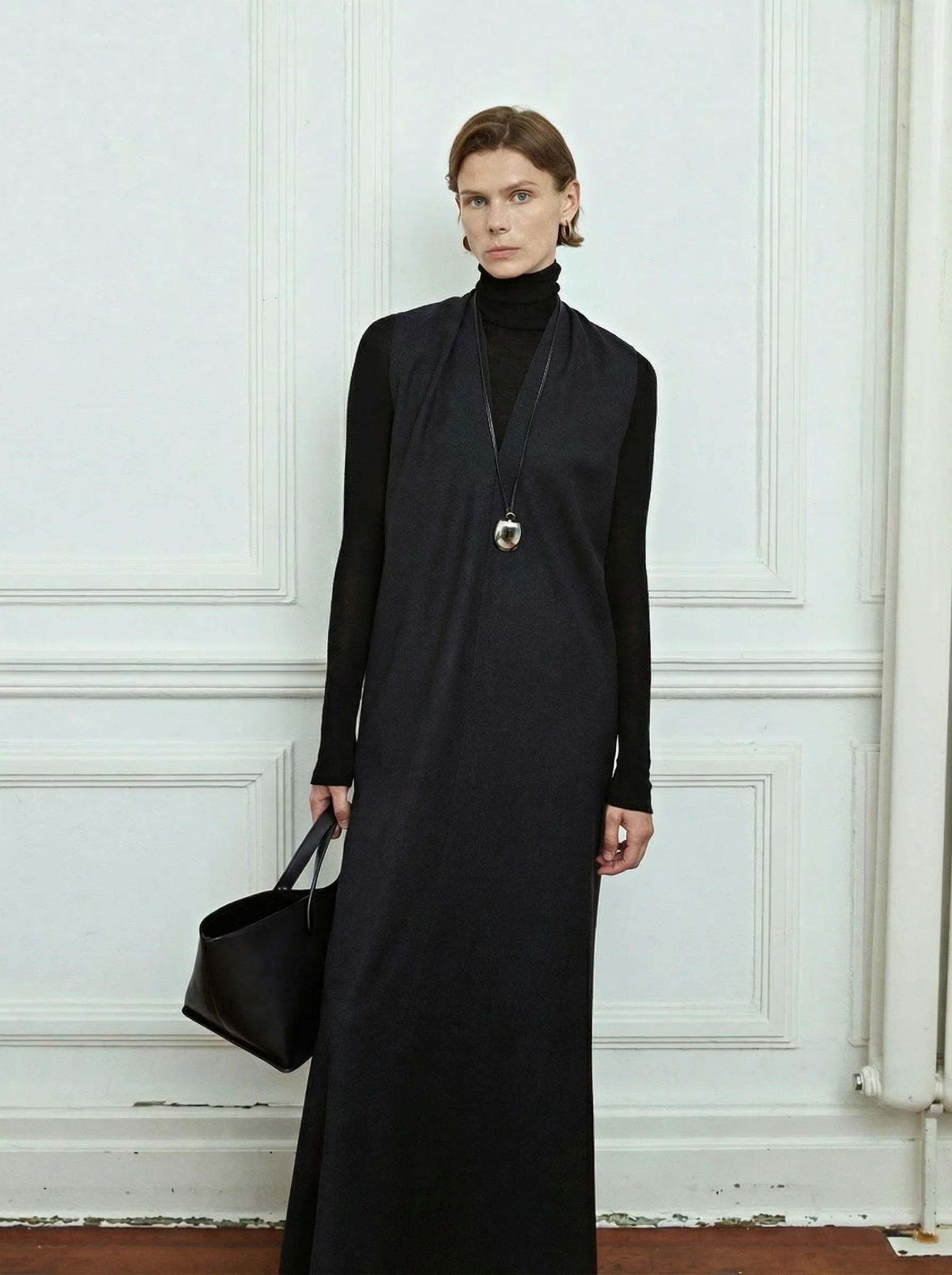 Architectural V-Neck Maxi Dress - Image 4