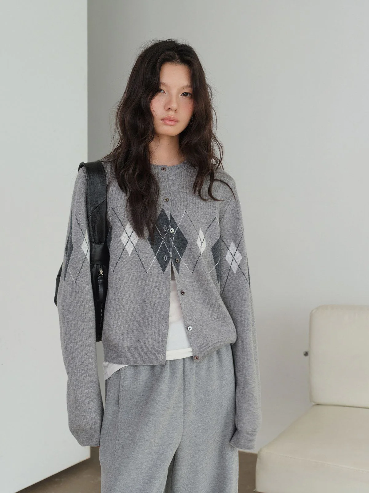 Argyle Button Cardigan