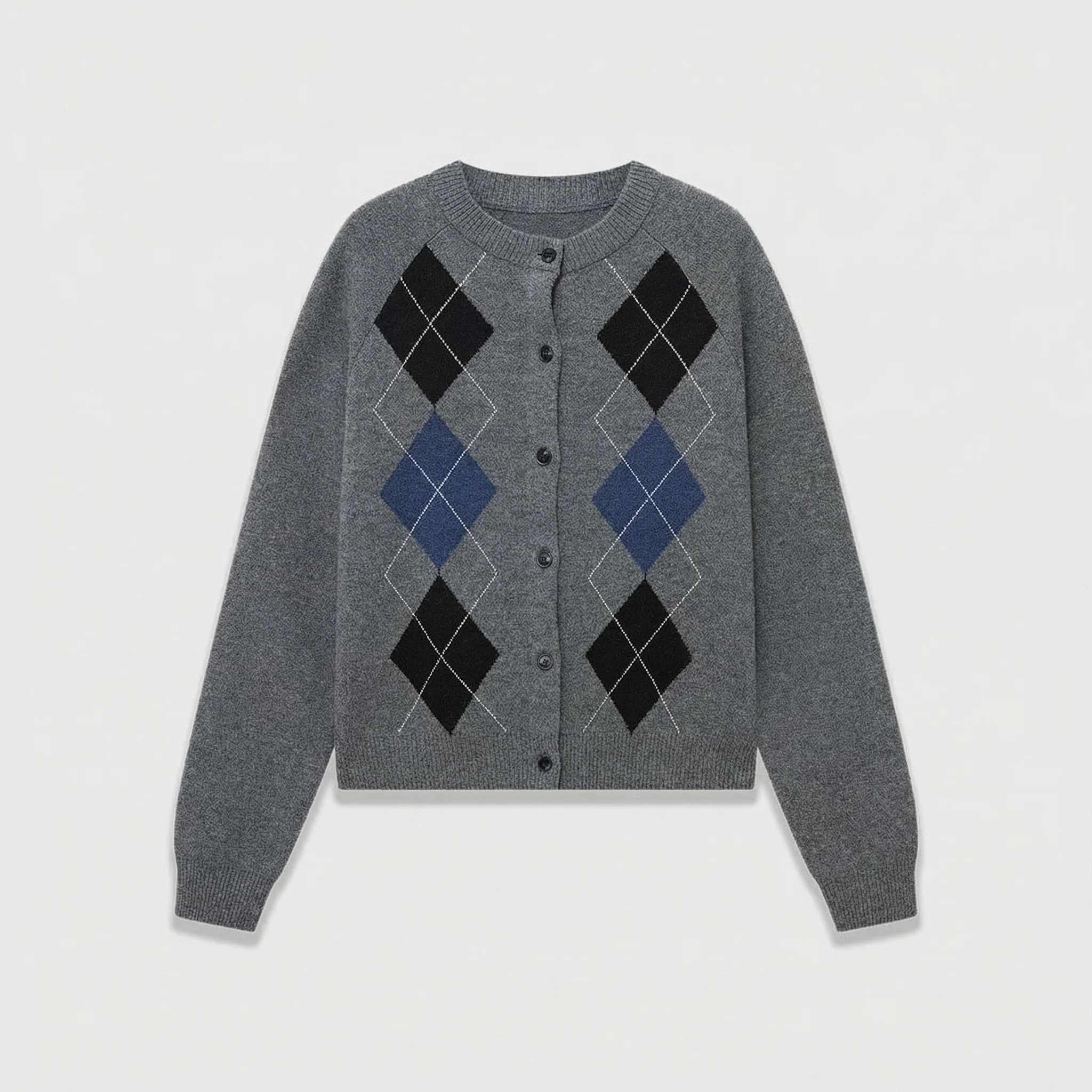 Argyle Button-Up Cardigan - Image 7
