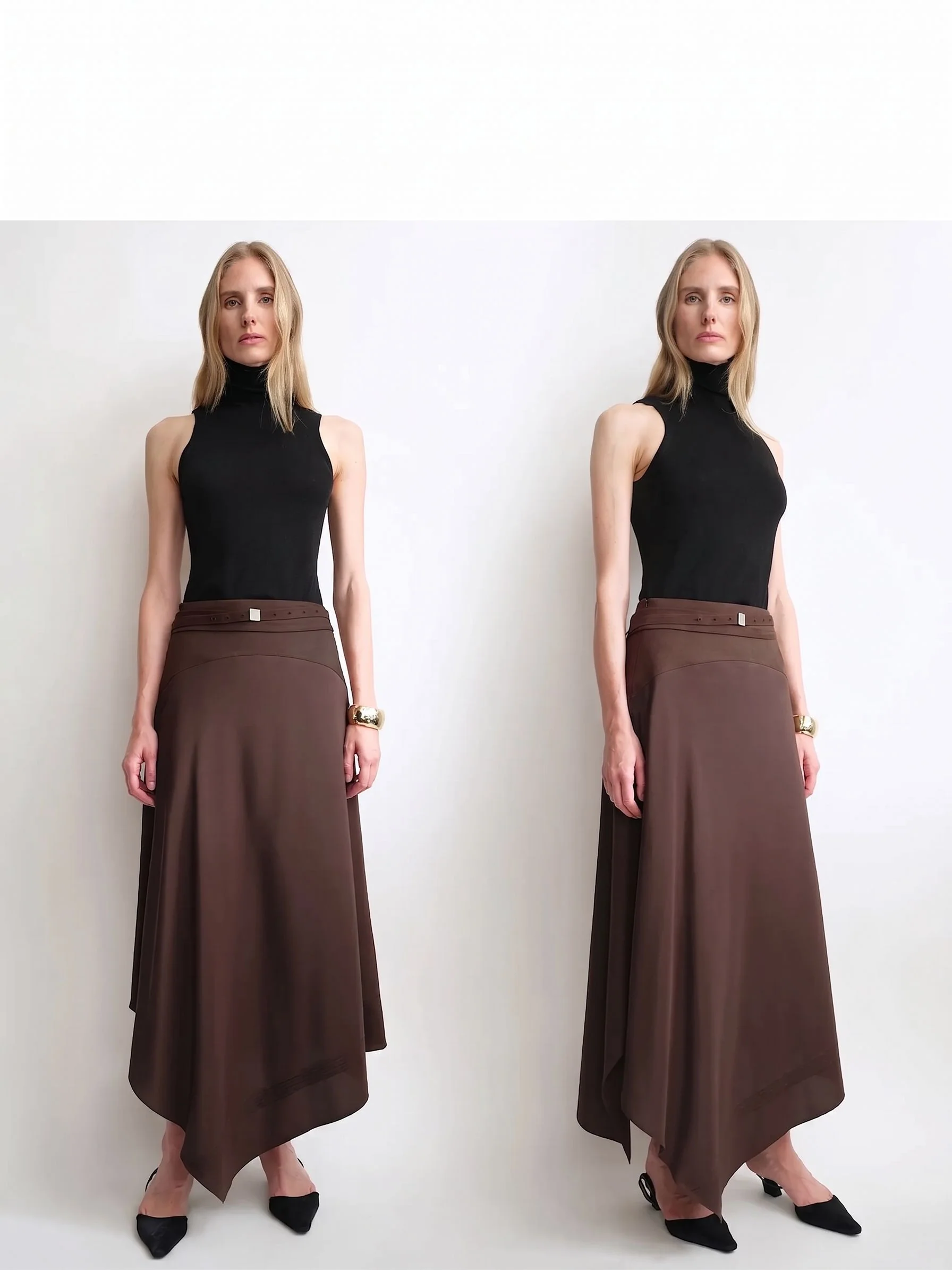 Asymmetric Belted Midi Skirt - Image 2