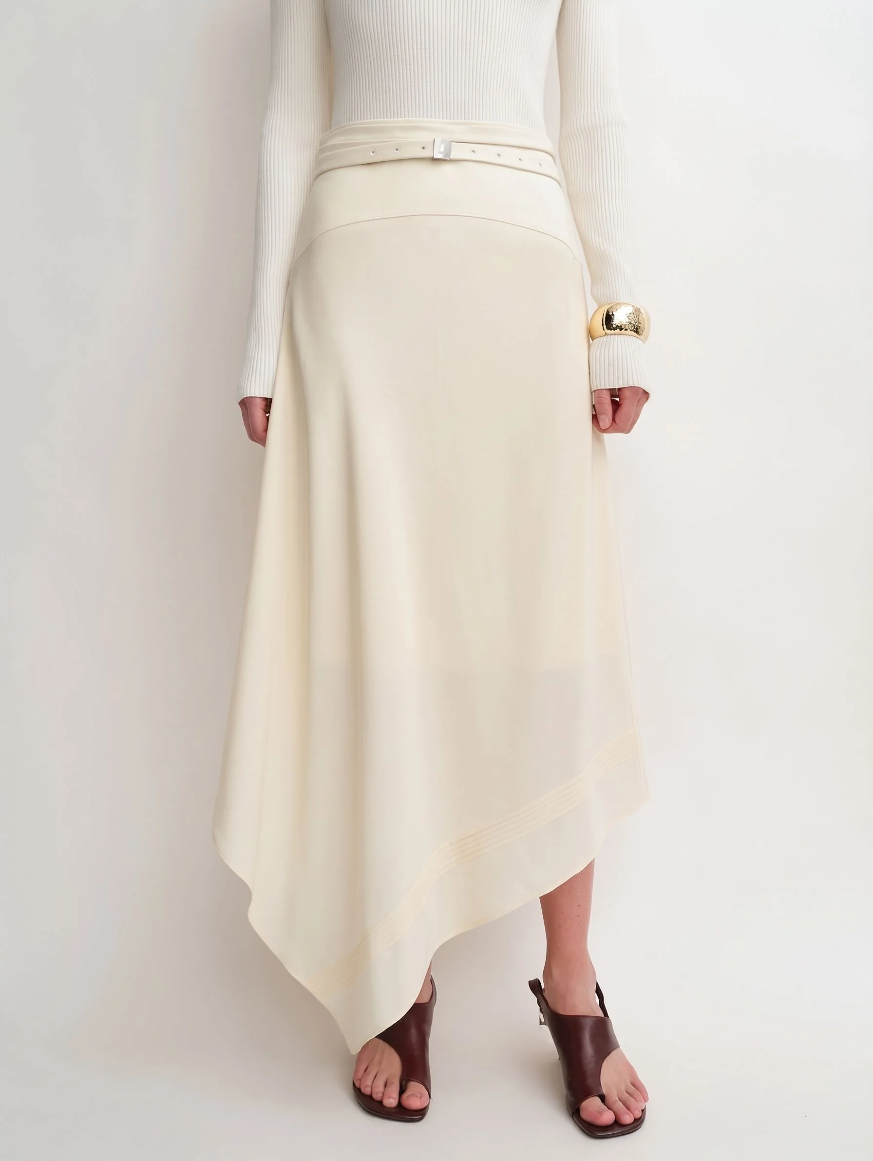 Asymmetric Belted Midi Skirt - Image 4