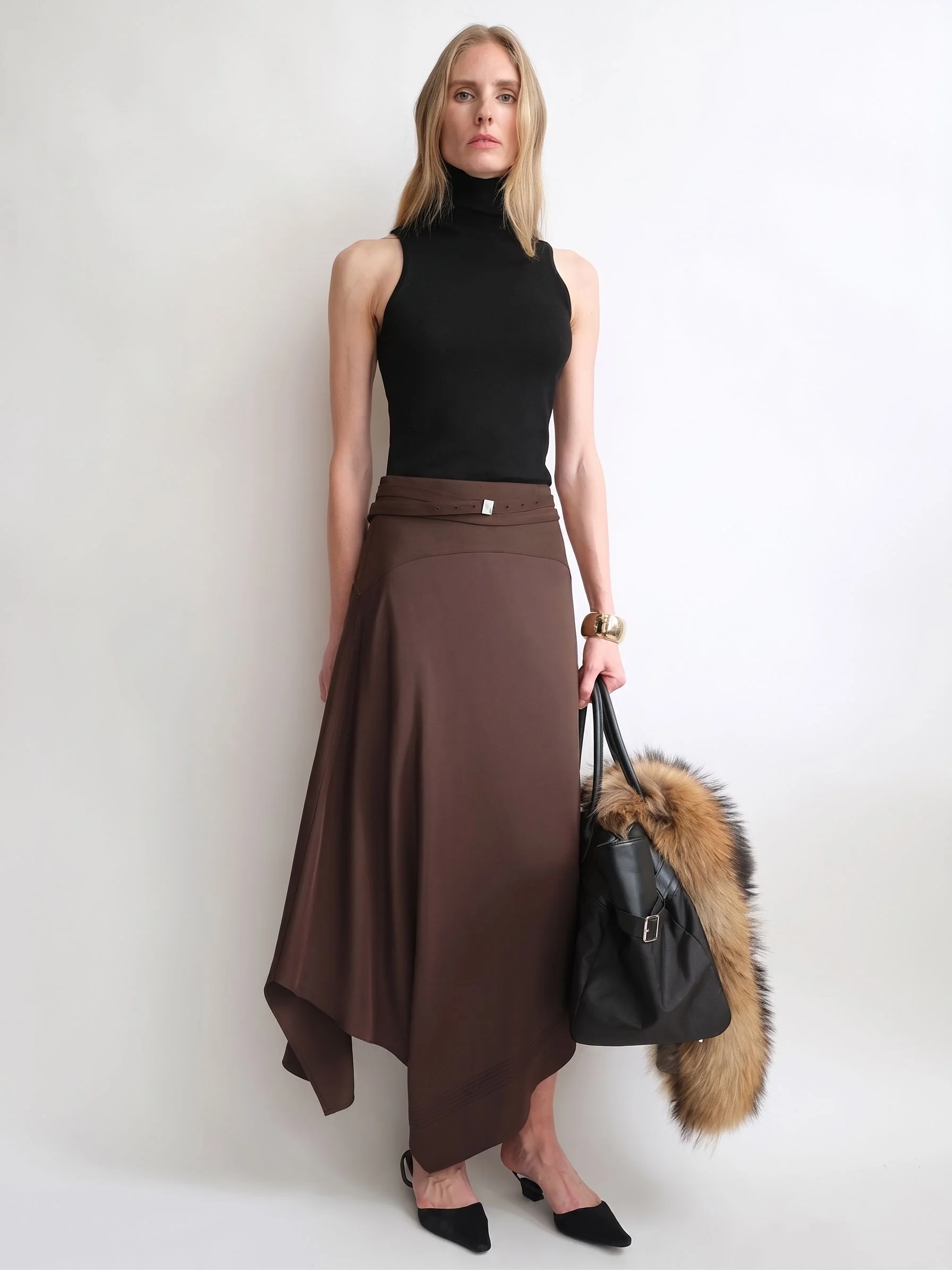Asymmetric Belted Midi Skirt - Image 5
