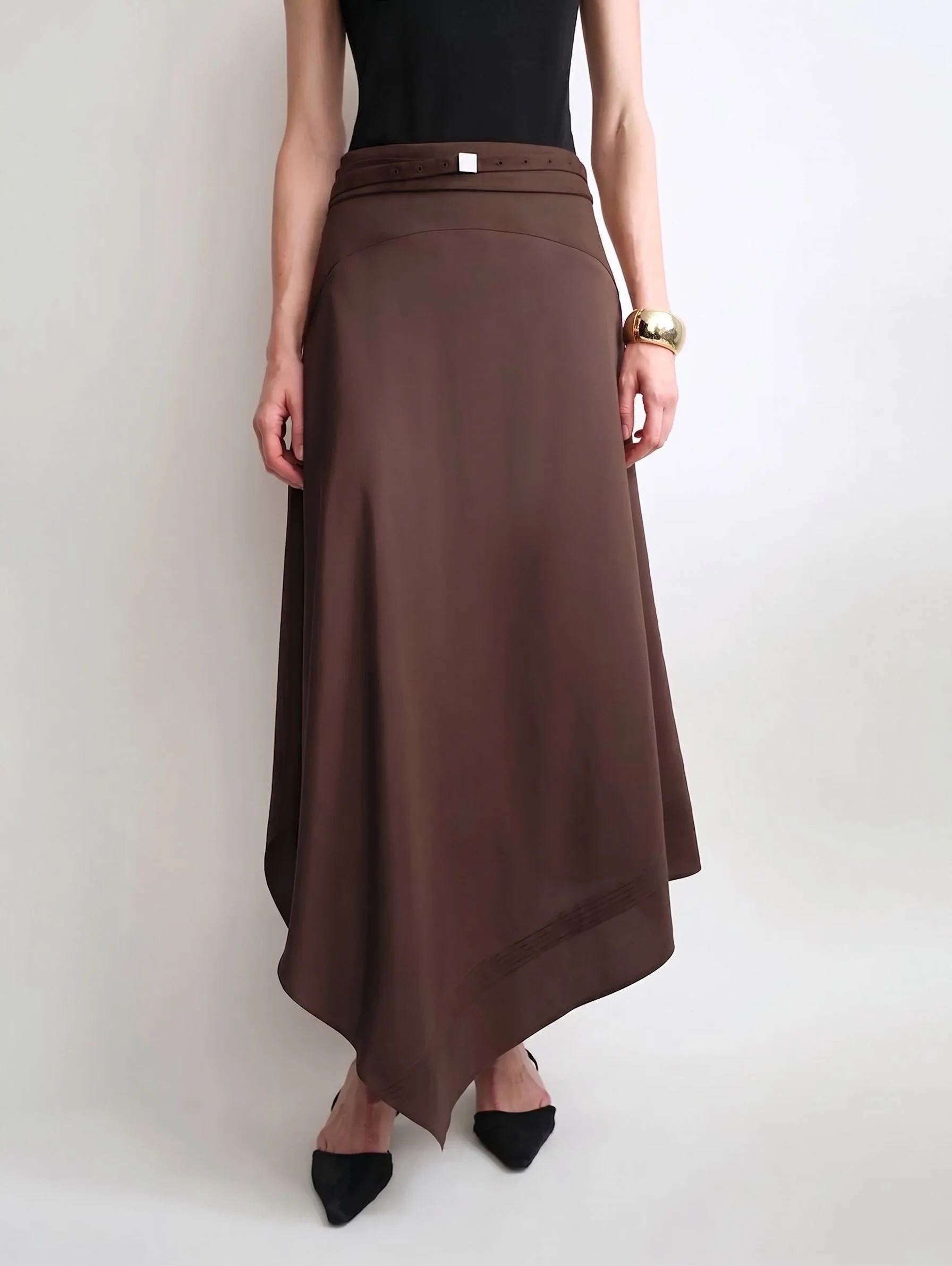Asymmetric Belted Midi Skirt - Image 7
