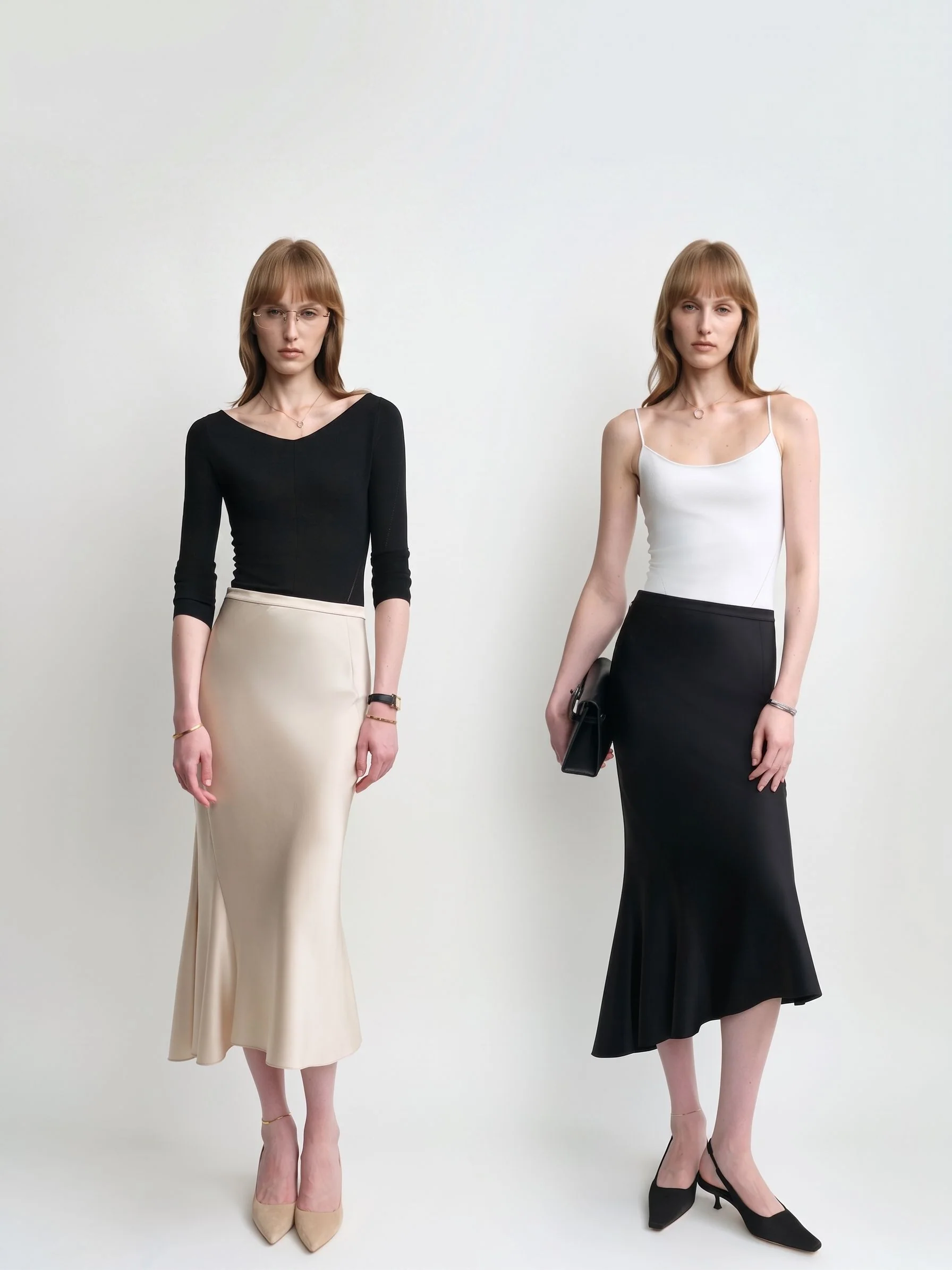 Asymmetric Bias Midi Skirt - Image 3