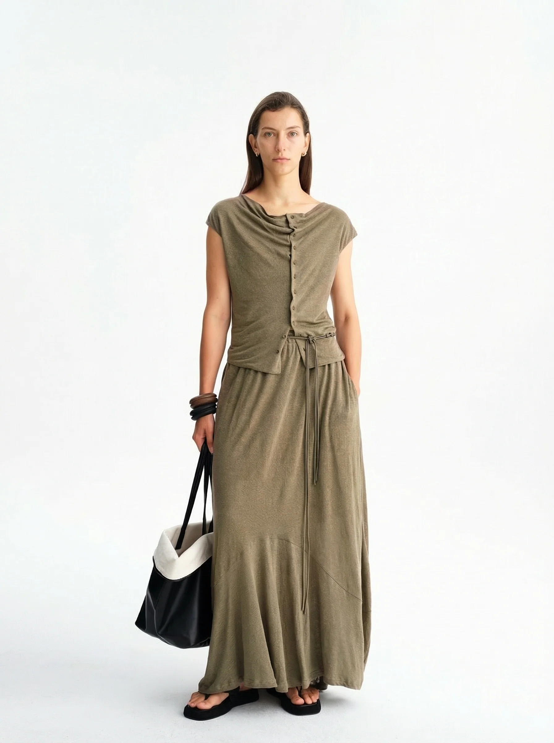 Asymmetric Button Dress - Image 2