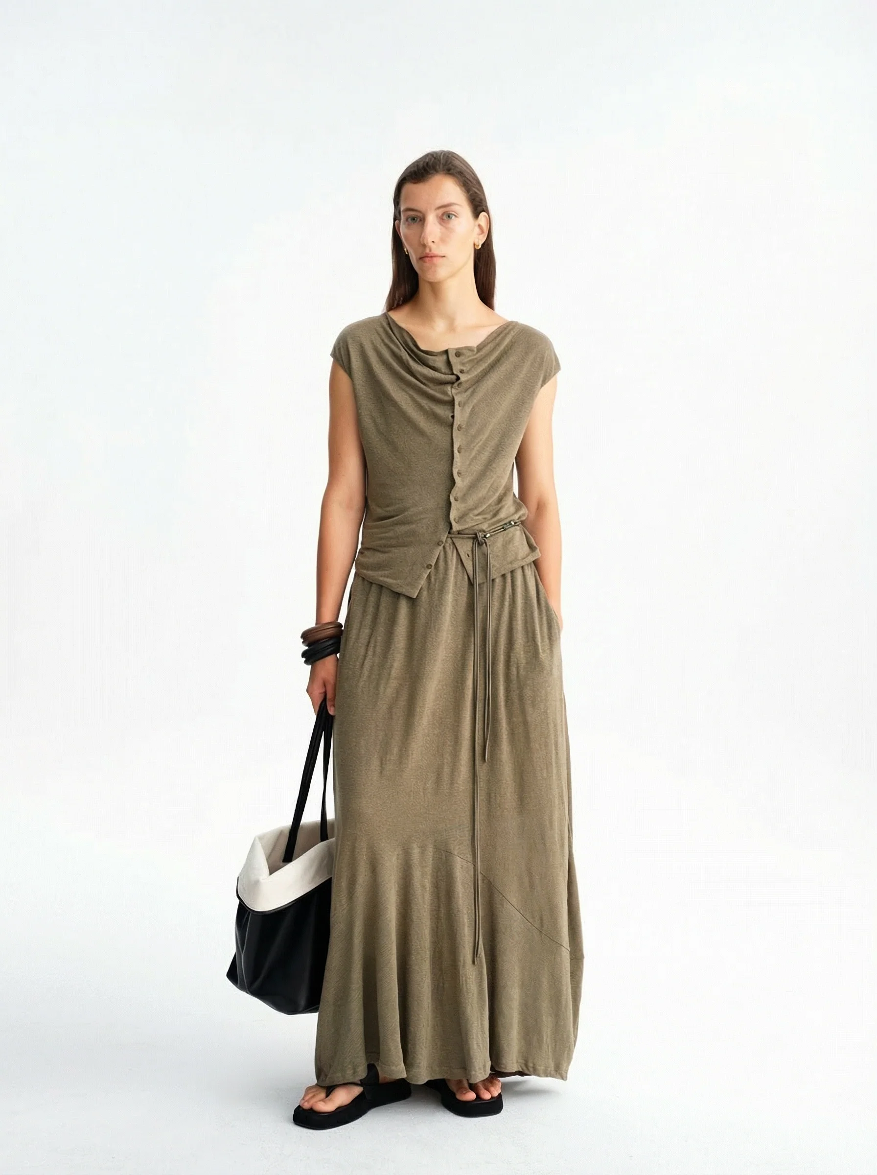 Asymmetric Button Dress - Image 4