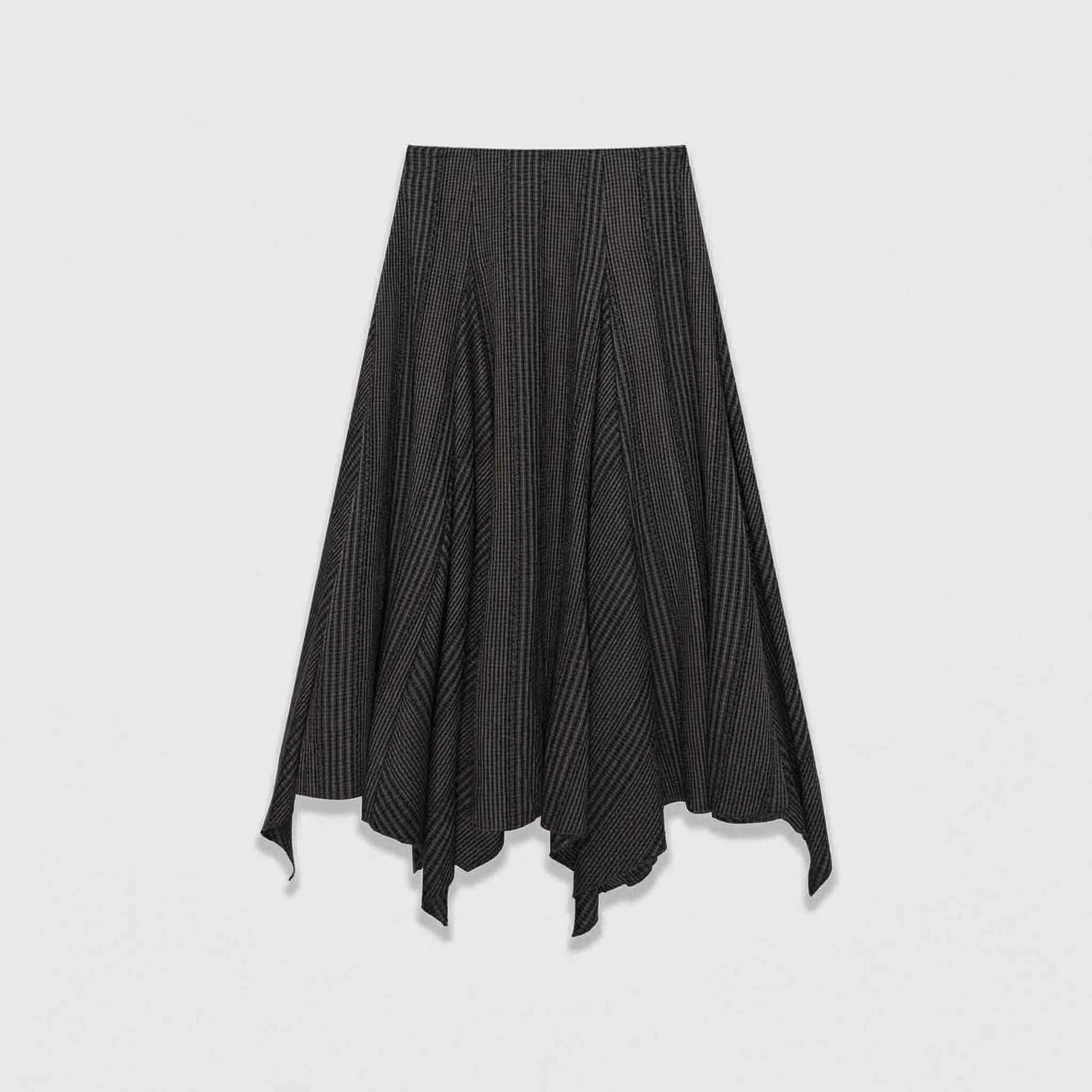 Asymmetric Check Midi Skirt - Image 6