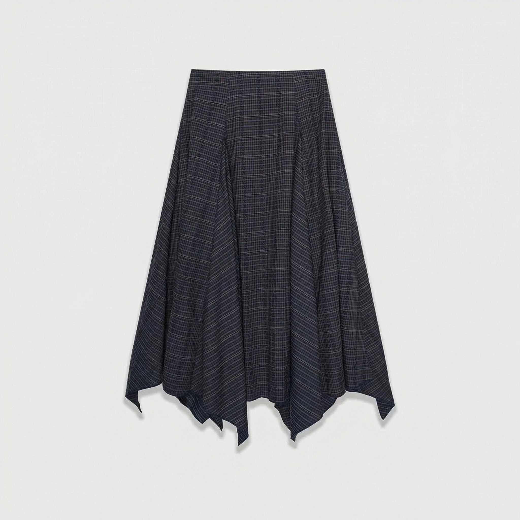 Asymmetric Check Midi Skirt - Image 7