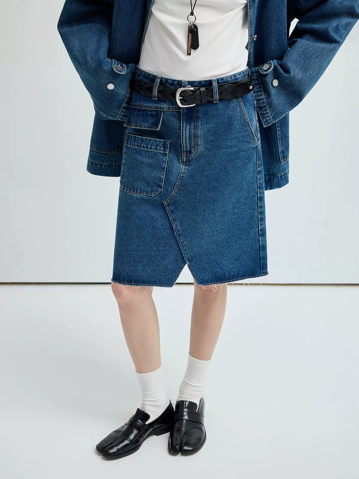 Asymmetric Denim Skirt