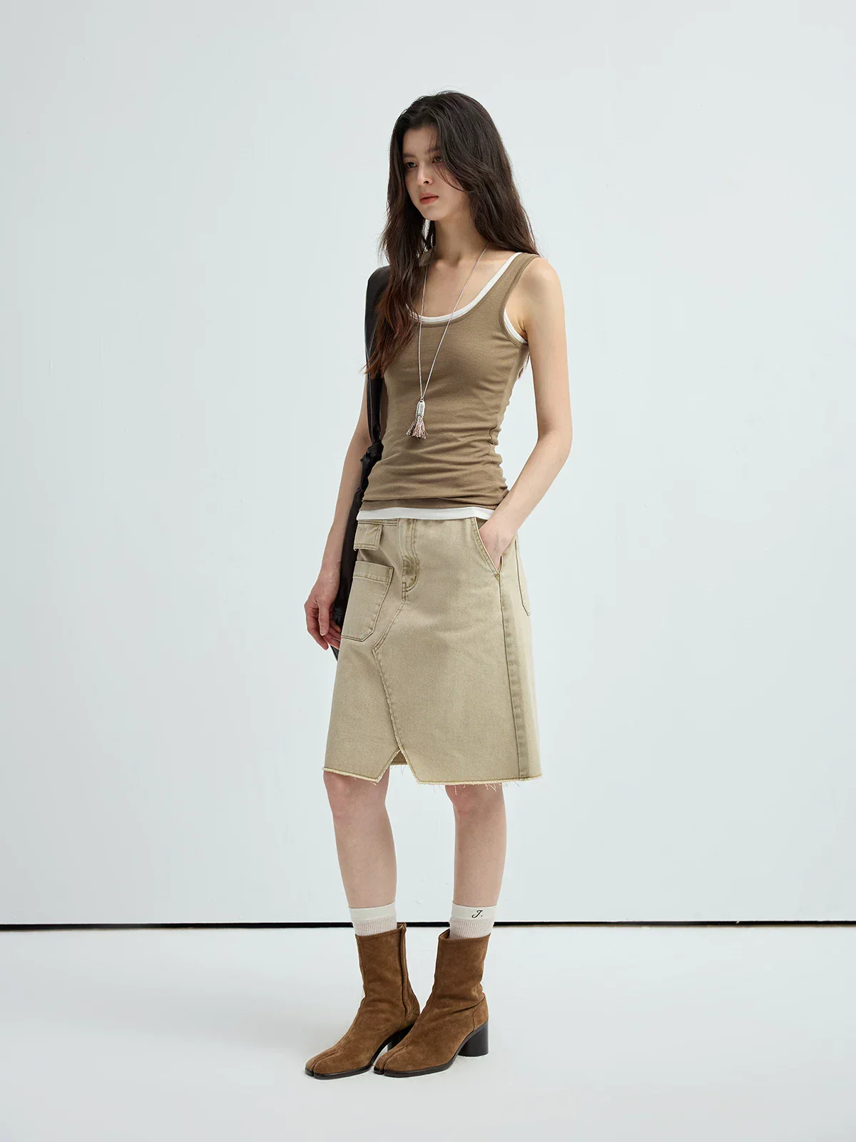 Asymmetric Denim Skirt - Image 2