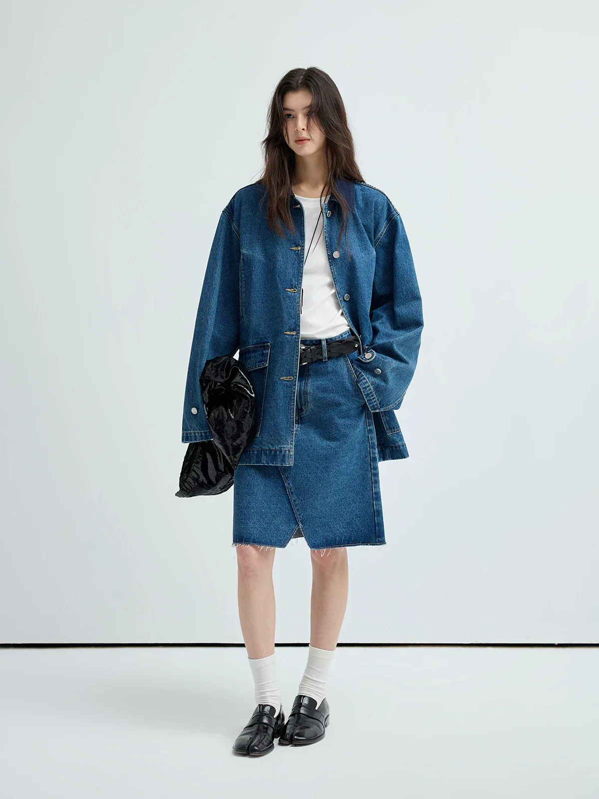 Asymmetric Denim Skirt - Image 3