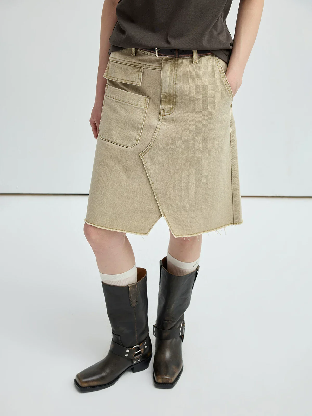 Asymmetric Denim Skirt - Image 4
