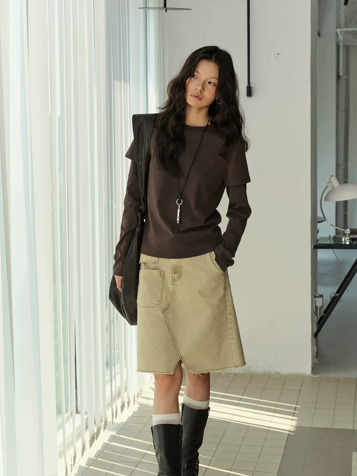 Asymmetric Denim Skirt - Image 5