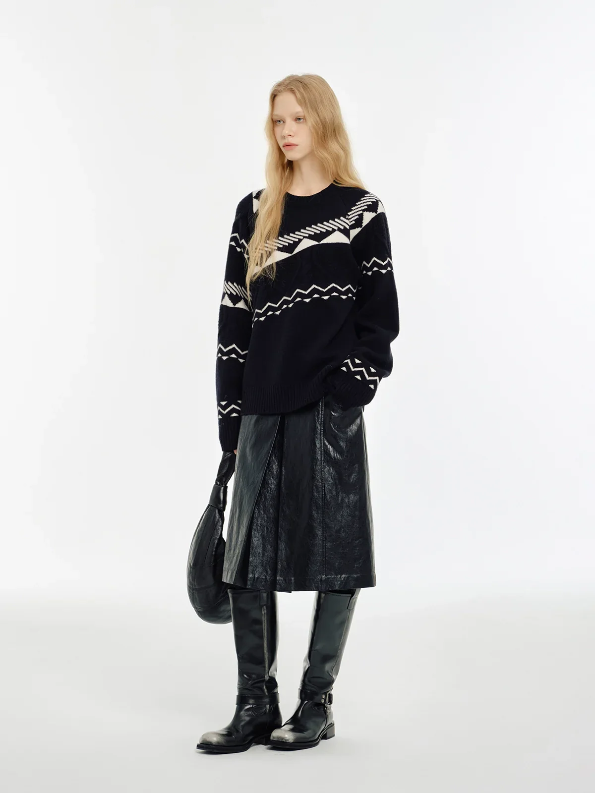 Asymmetric Fair Isle Wool Raglan Sweater