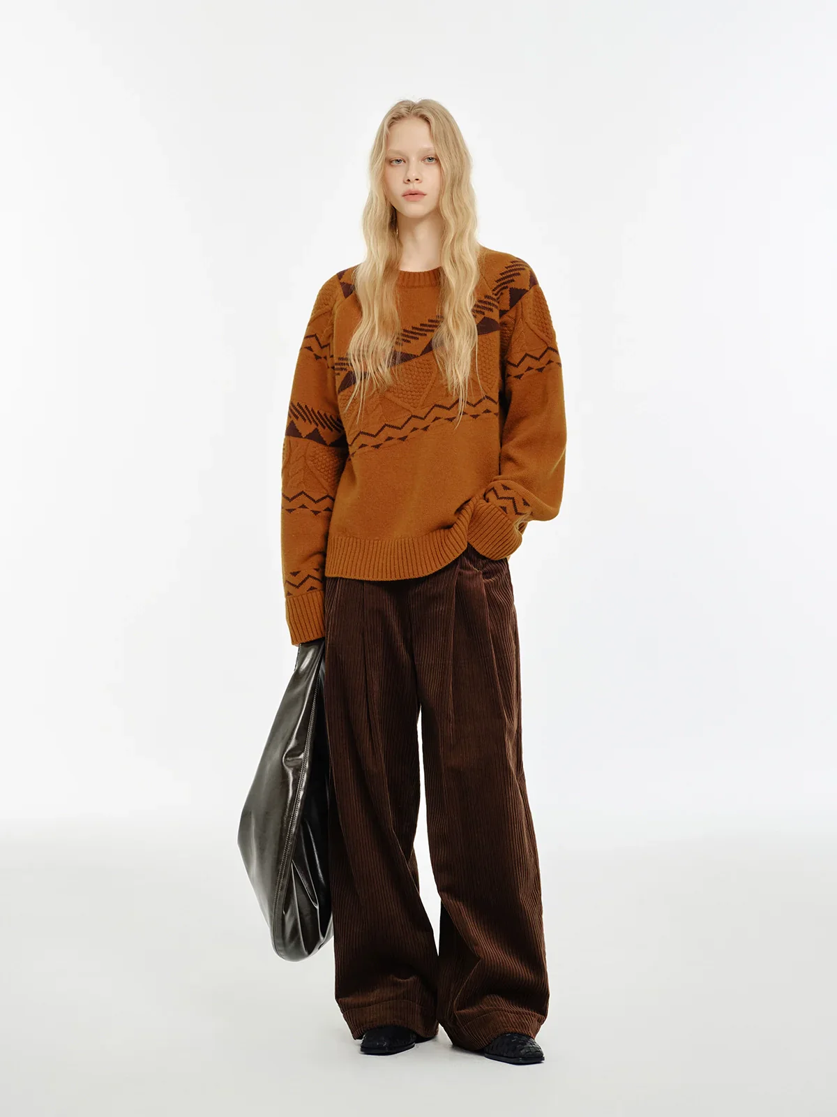 Asymmetric Fair Isle Wool Raglan Sweater - Image 2