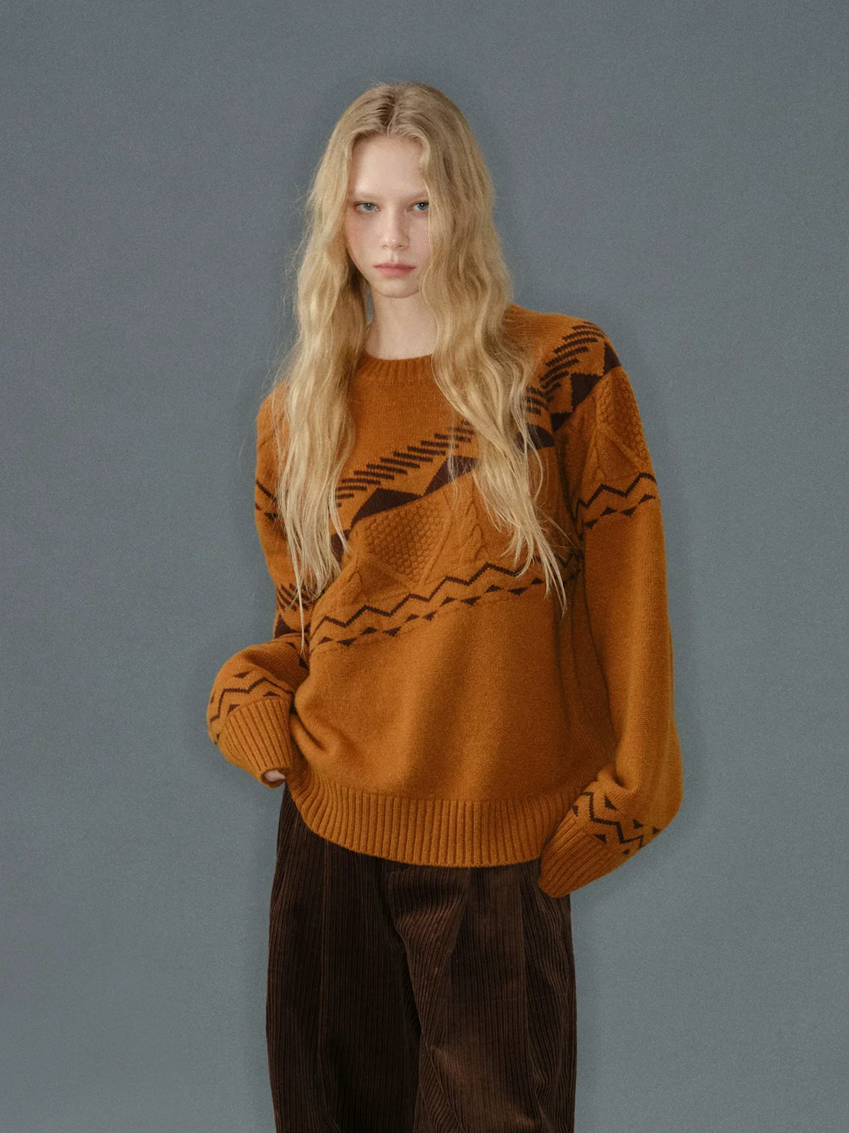 Asymmetric Fair Isle Wool Raglan Sweater - Image 4