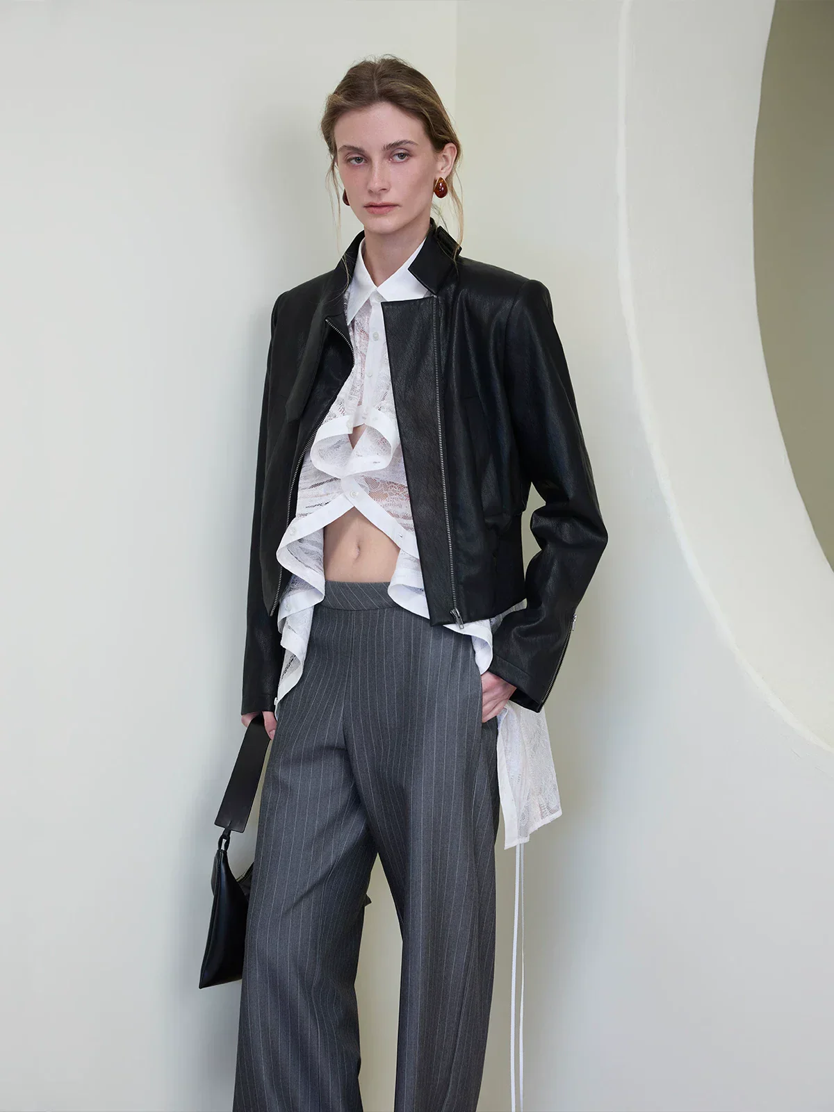 Asymmetric Faux Leather Jacket - Image 3