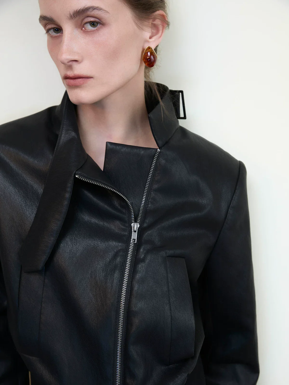 Asymmetric Faux Leather Jacket - Image 6