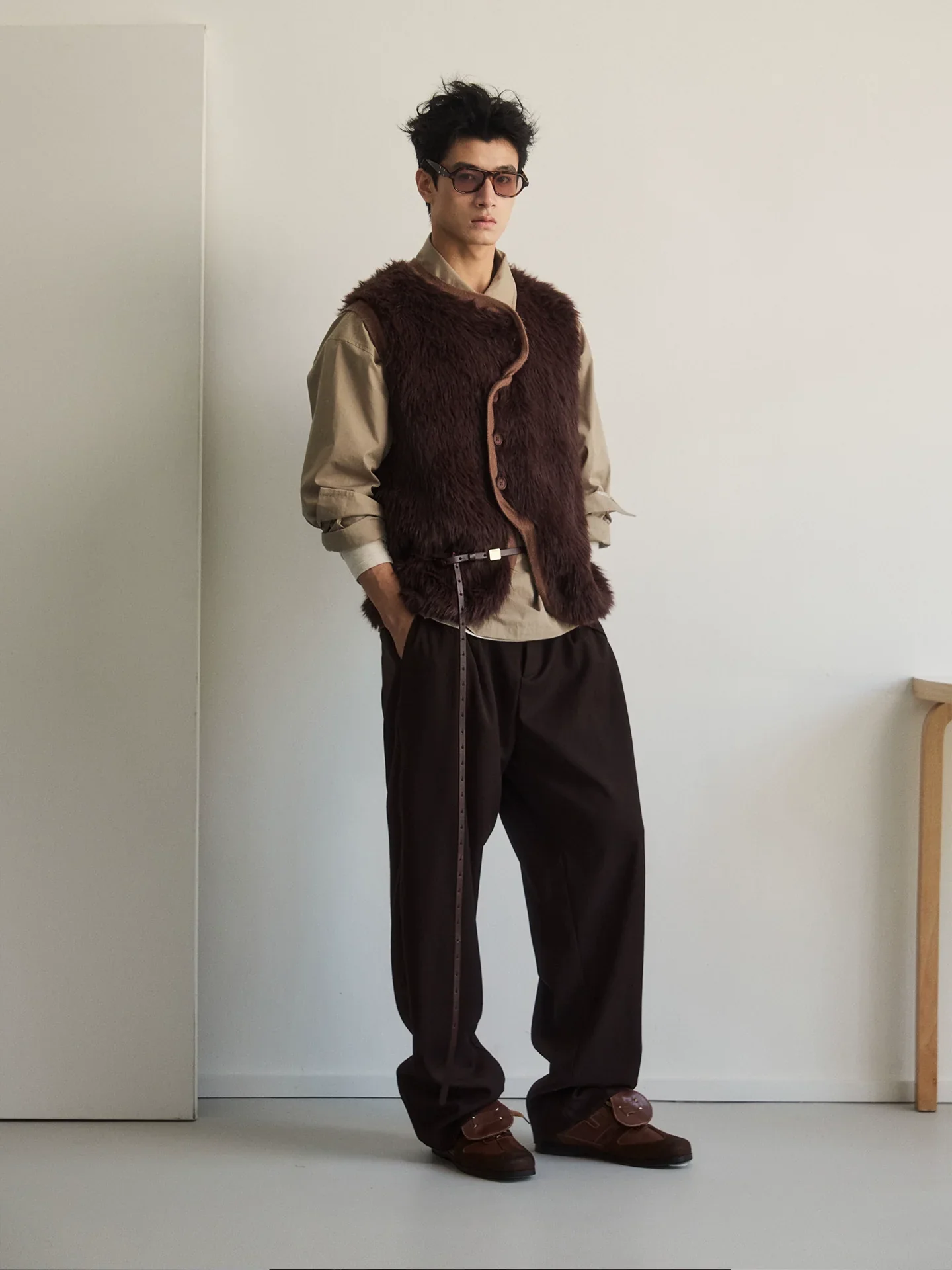 Asymmetric Faux Mink Vest