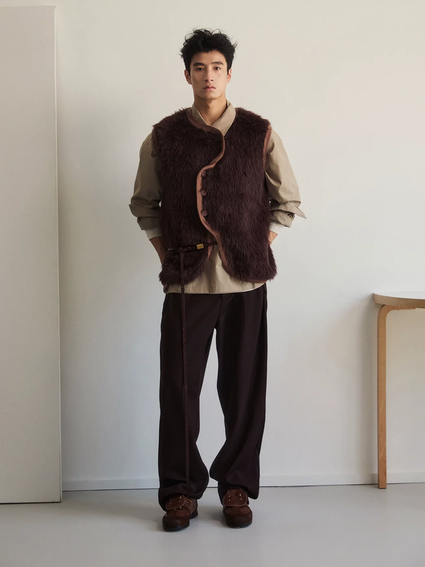 Asymmetric Faux Mink Vest - Image 4