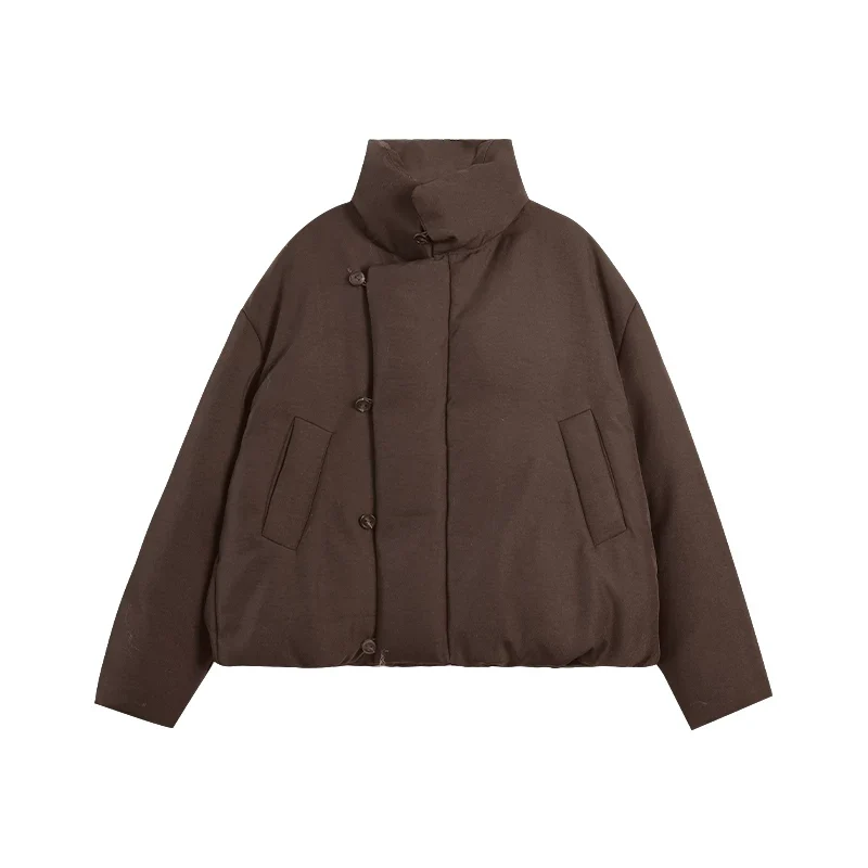 Asymmetric Funnel-Neck Short Down Jacket - Image 4