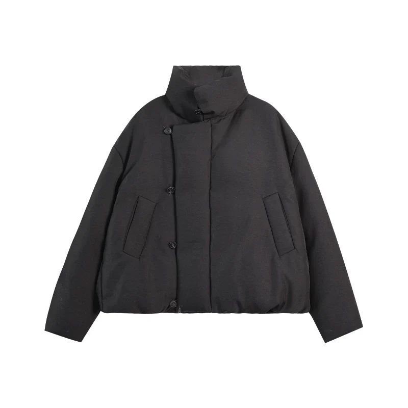 Asymmetric Funnel-Neck Short Down Jacket - Image 5
