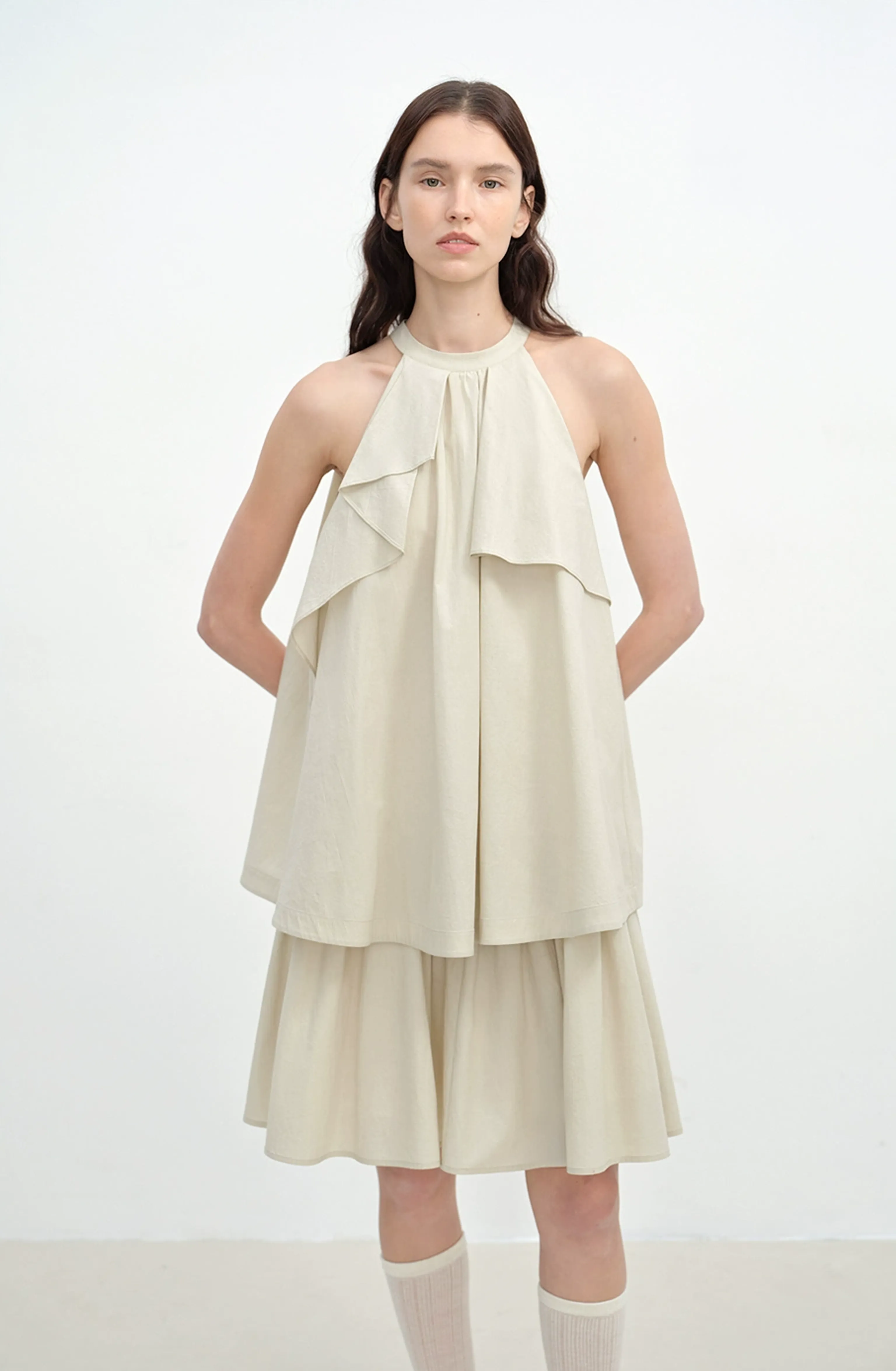 Asymmetric Halter A-Line Dress - Image 3