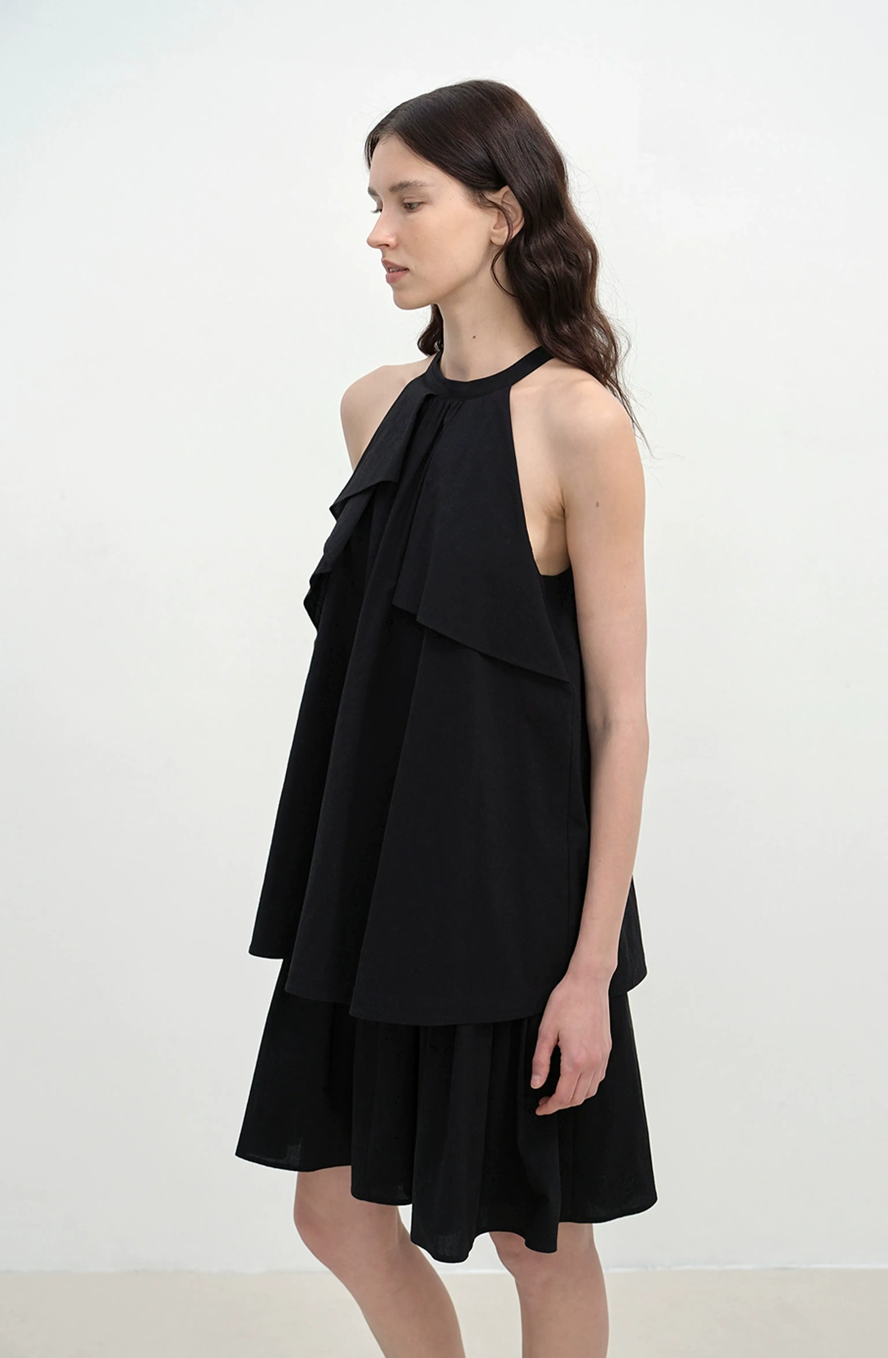 Asymmetric Halter A-Line Dress - Image 4