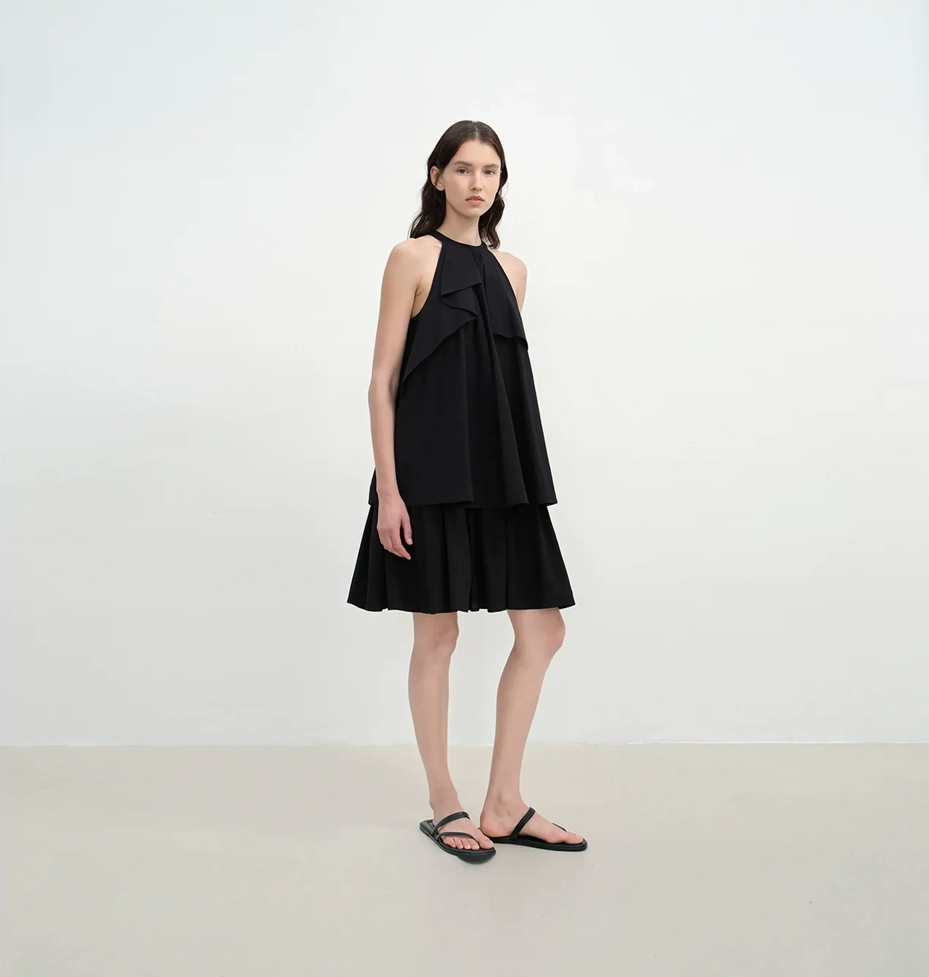 Asymmetric Halter A-Line Dress - Image 5