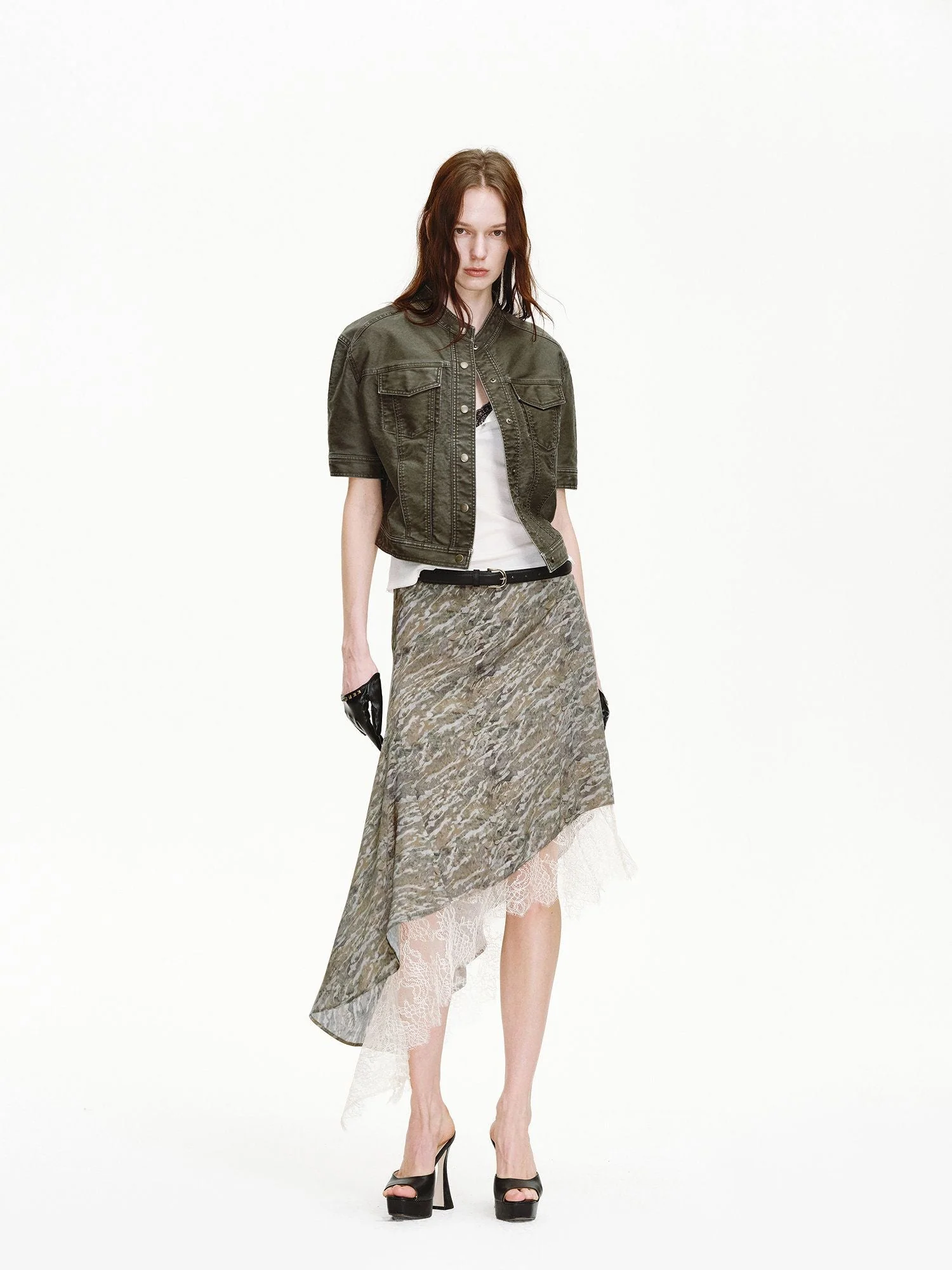 Asymmetric Lace Midi Skirt - Image 5