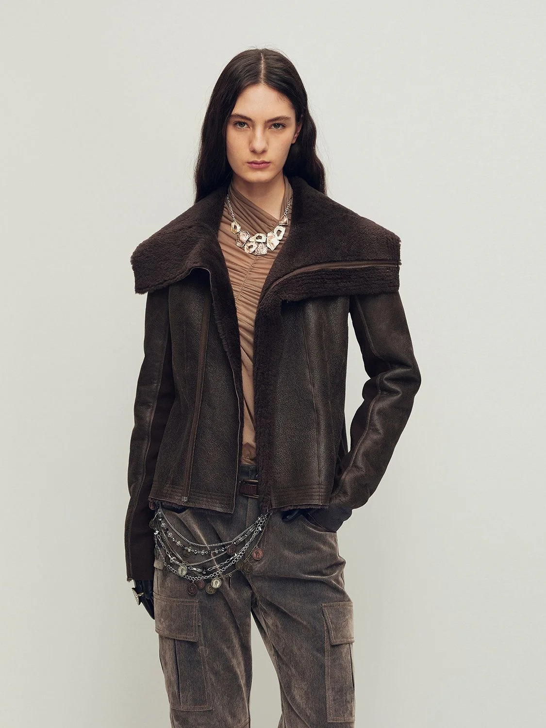 Asymmetric Merino Shearling Jacket - Image 2