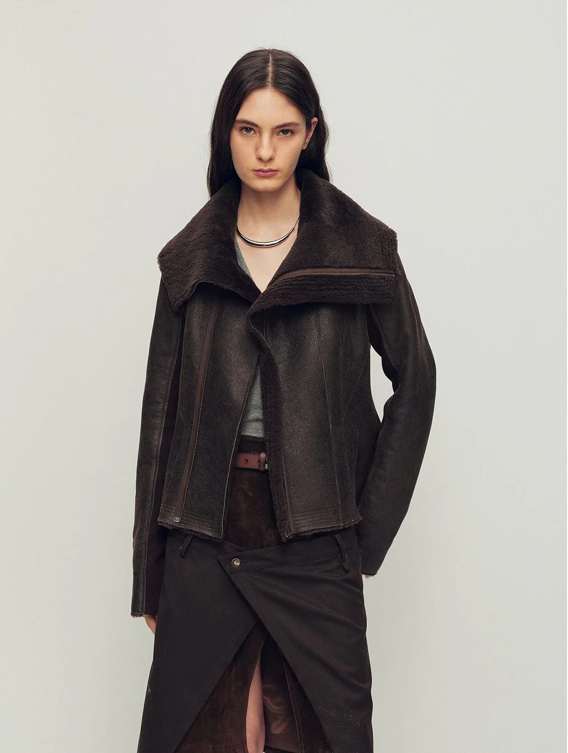Asymmetric Merino Shearling Jacket - Image 6