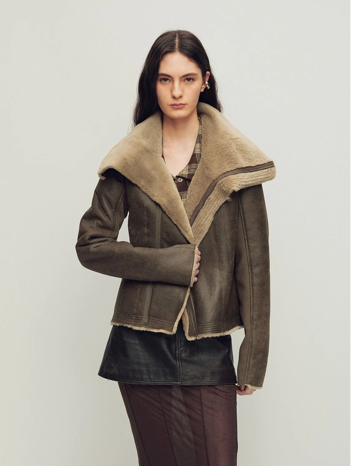 Asymmetric Merino Shearling Jacket - Image 7