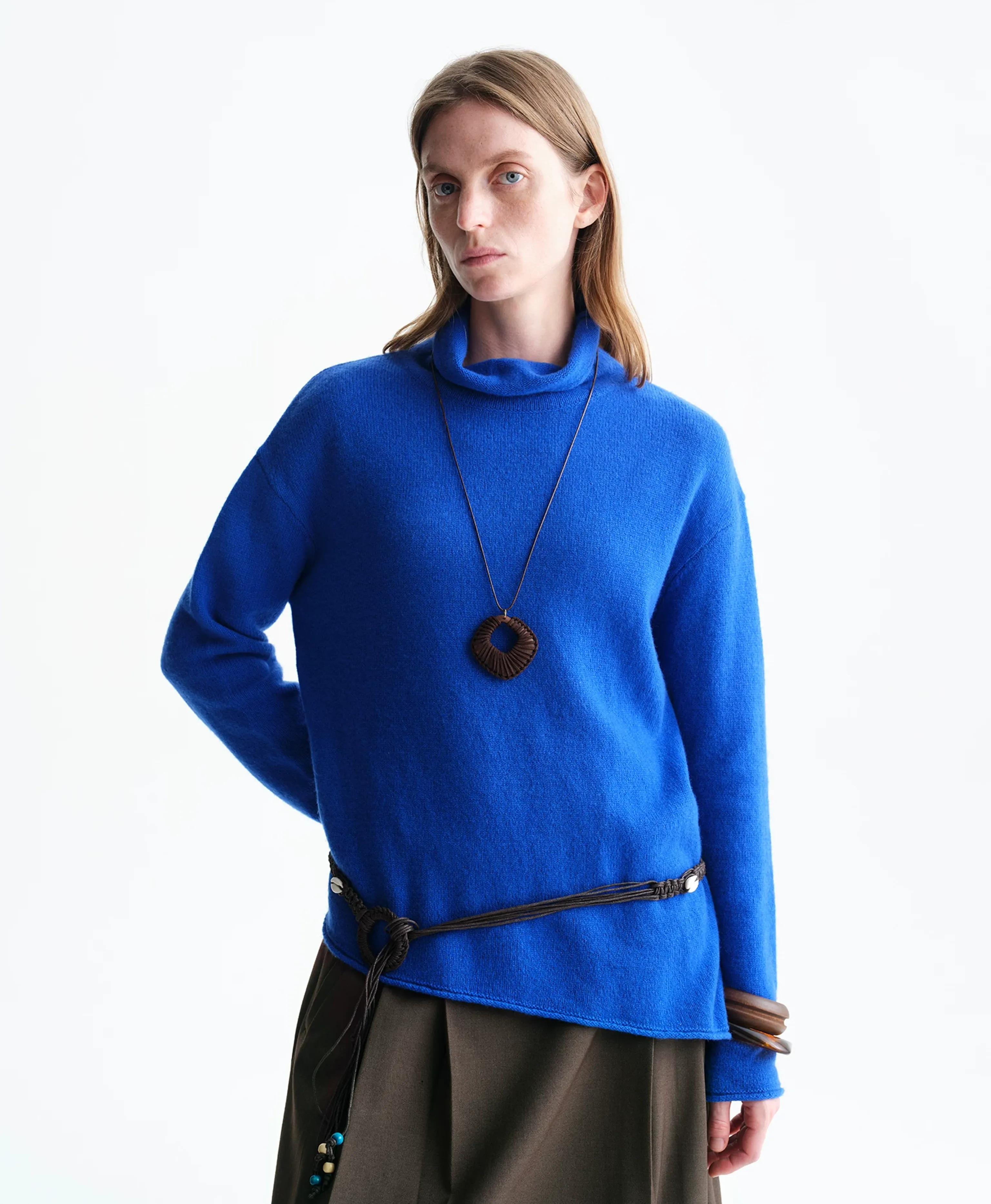 Asymmetric Merino Wool Turtleneck Sweater - Image 3