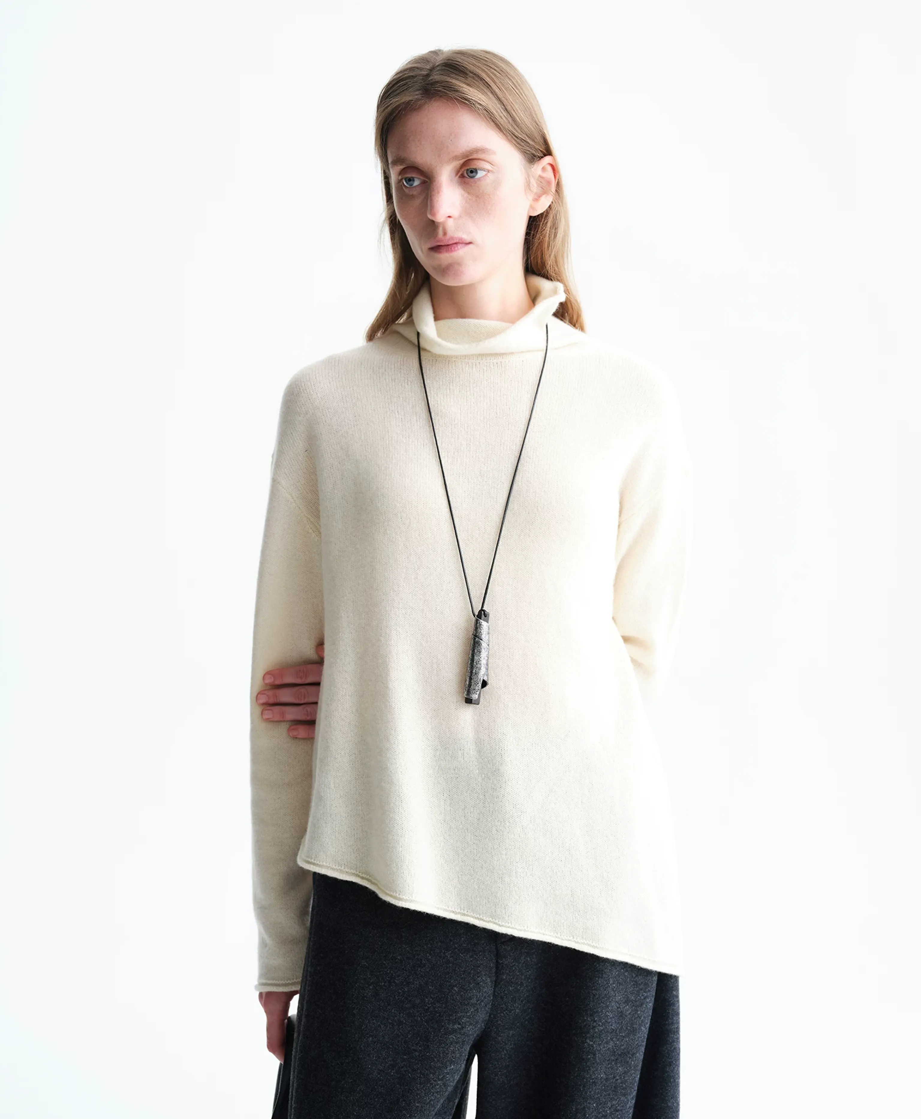 Asymmetric Merino Wool Turtleneck Sweater - Image 4