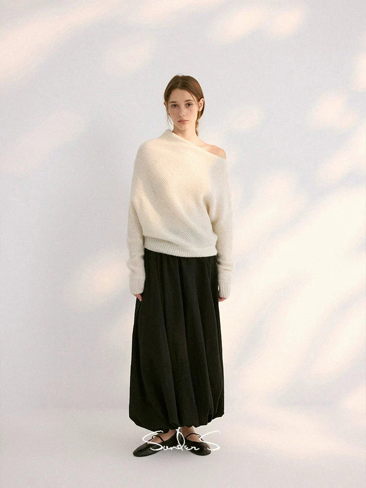Asymmetric Mohair Off-Shoulder Sweater - Image 3