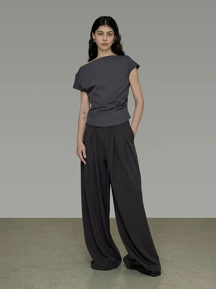 Asymmetric Off-Shoulder Ruched Top