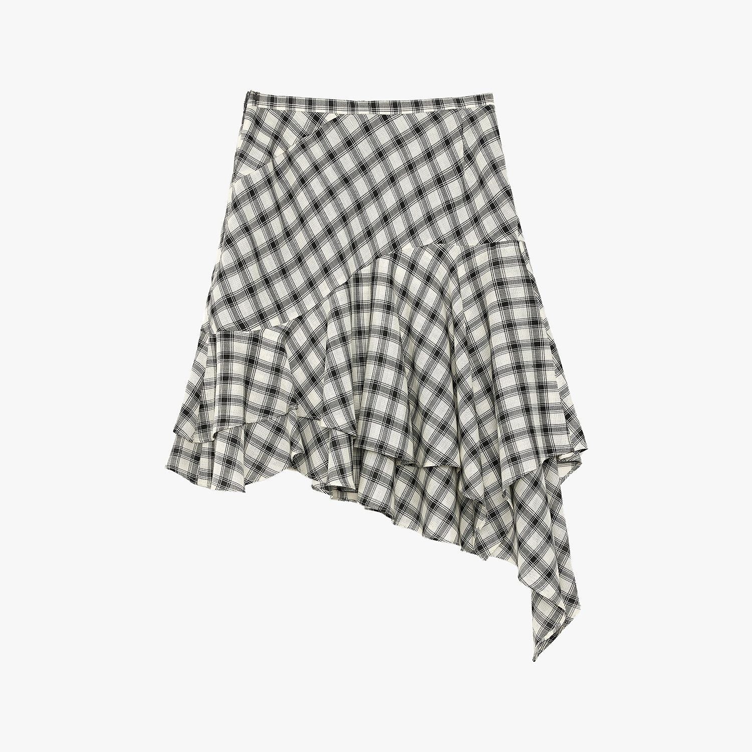 Asymmetric Plaid Skirt - Image 6