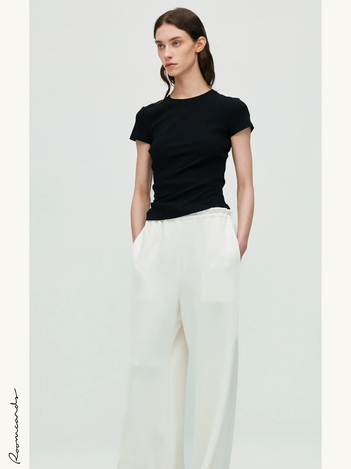 Asymmetric Pleated Cotton T-Shirt - Image 3