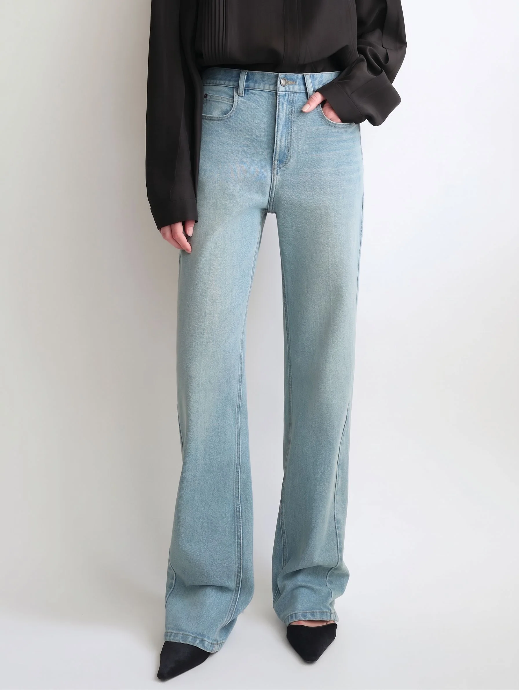 Asymmetric Pocket Jeans - Image 6