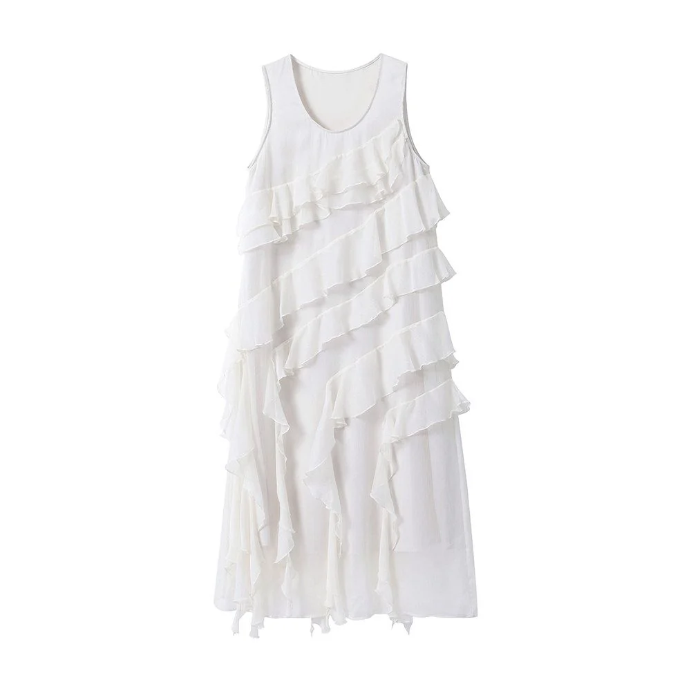 Asymmetric Ruffle Midi Dress - Image 6