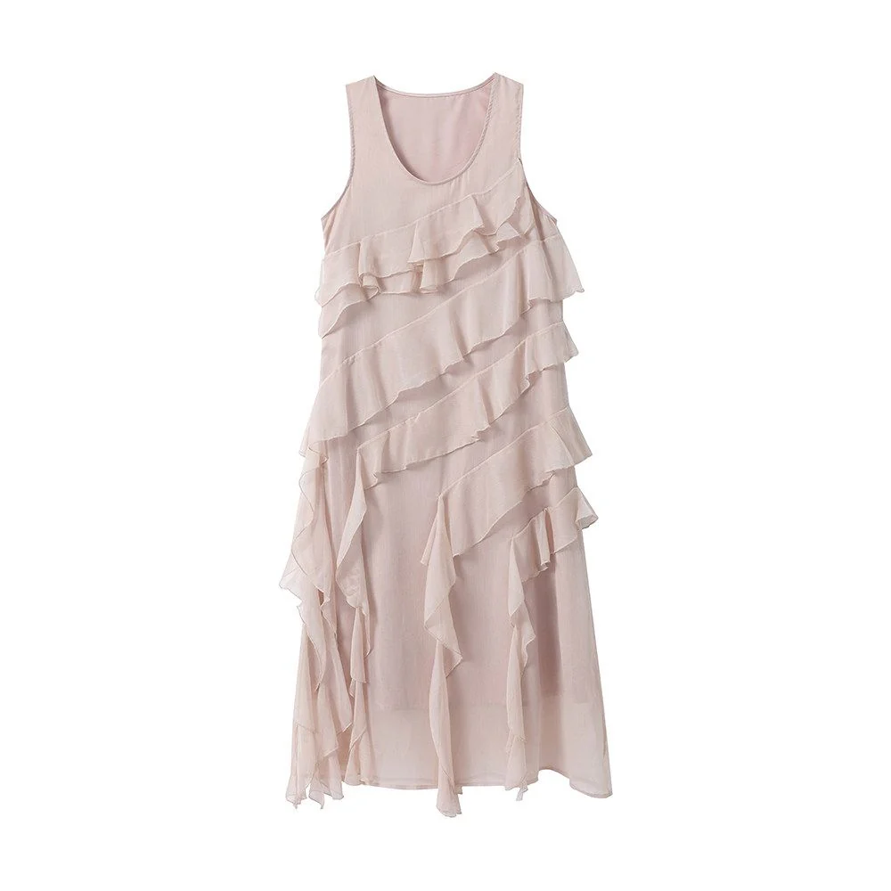 Asymmetric Ruffle Midi Dress - Image 7