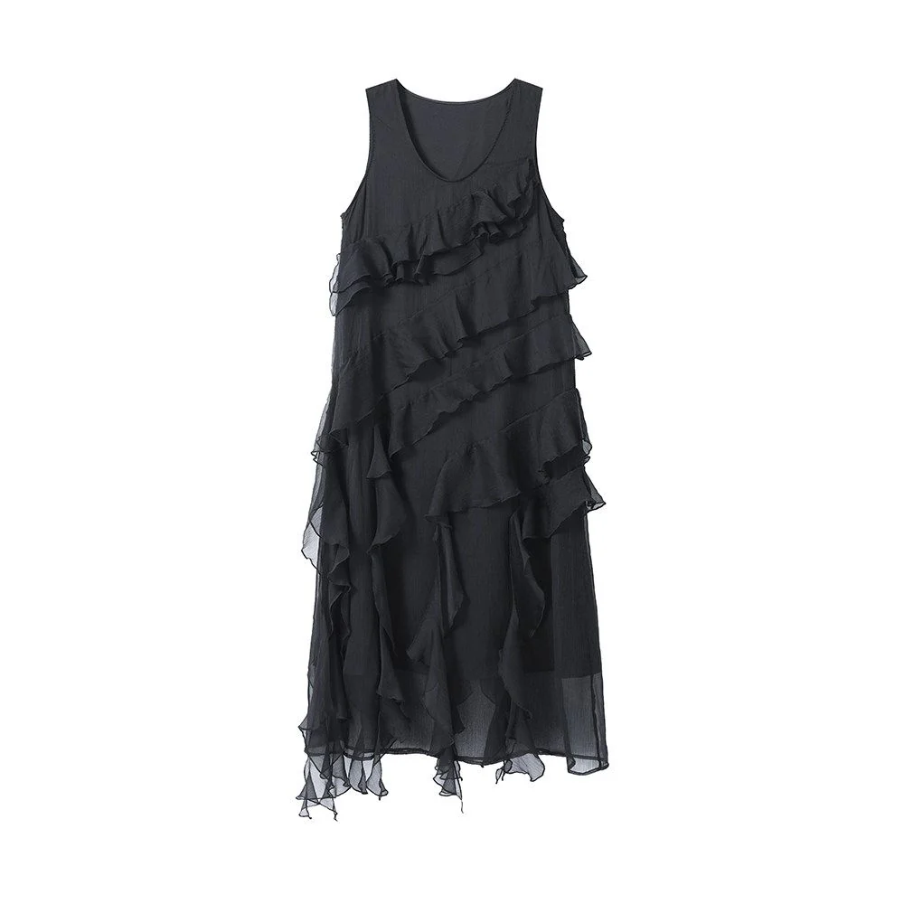 Asymmetric Ruffle Midi Dress - Image 8