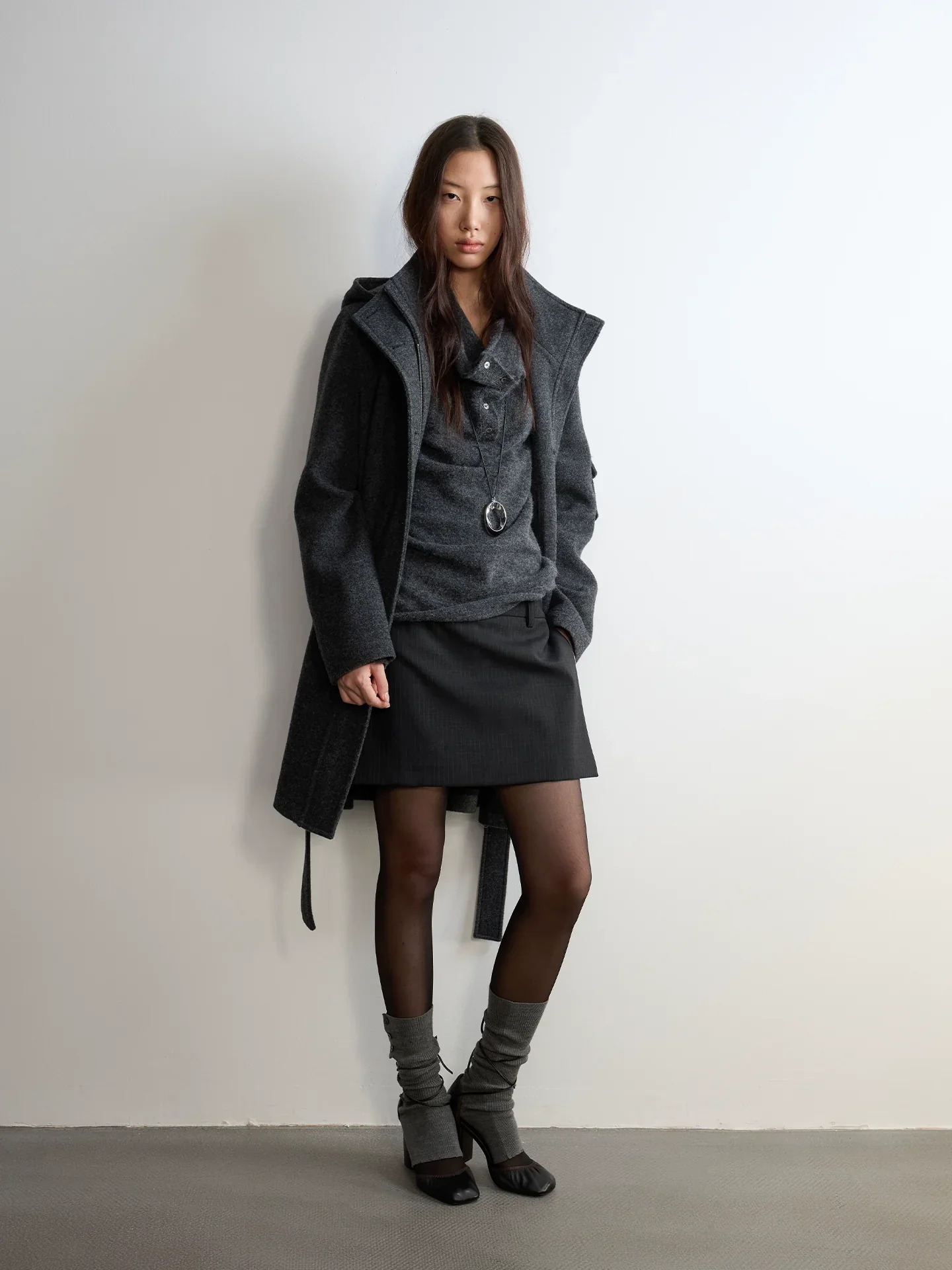 Asymmetric Wool-Blend Mini Skort